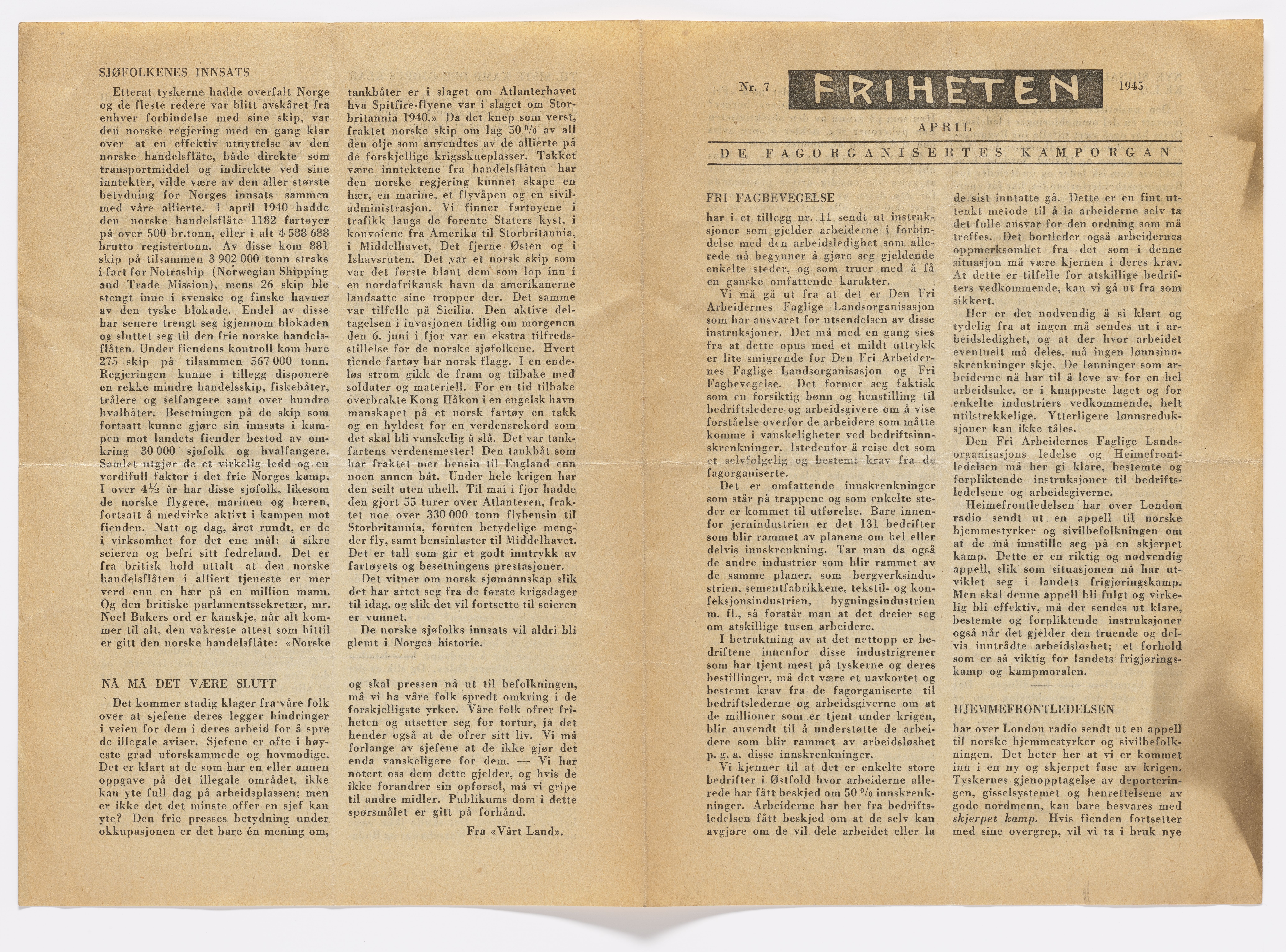 Thomas Rønnow, AFM/GRI-1014/Z/Za/L0001/0002: Pampletter og avis / Friheten, 1945