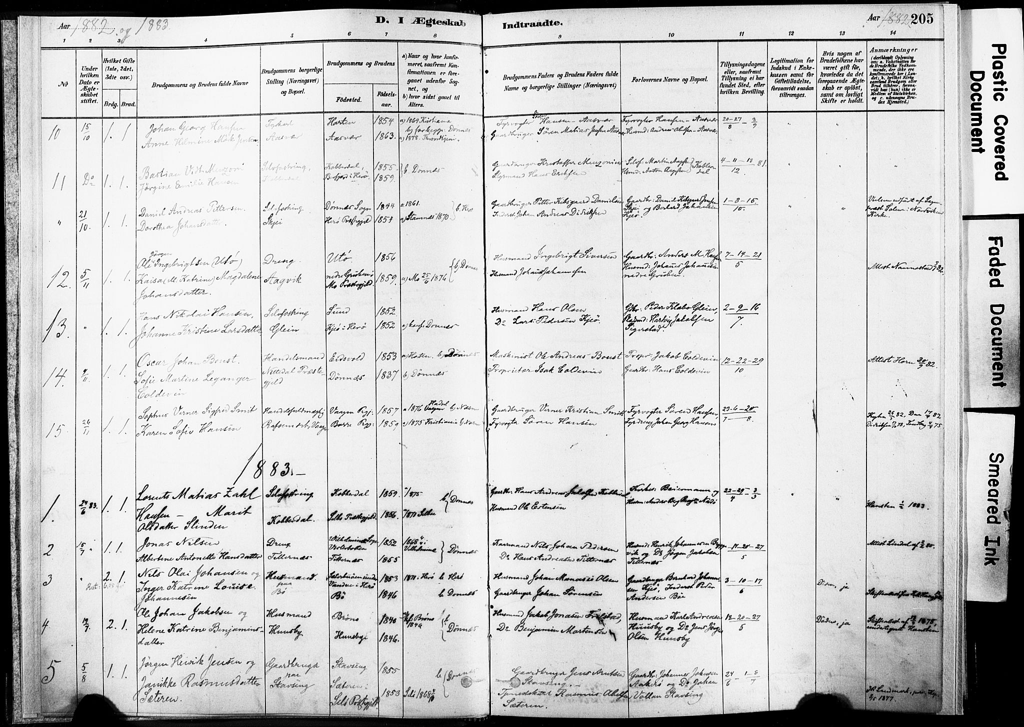 Ministerialprotokoller, klokkerbøker og fødselsregistre - Nordland, AV/SAT-A-1459/835/L0526: Parish register (official) no. 835A03II, 1881-1910, p. 205