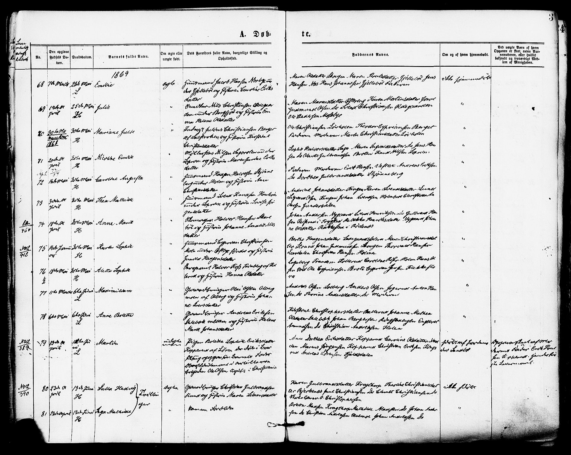 Høland prestekontor Kirkebøker, AV/SAO-A-10346a/F/Fa/L0012.a: Parish register (official) no. I 12A, 1869-1879, p. 3