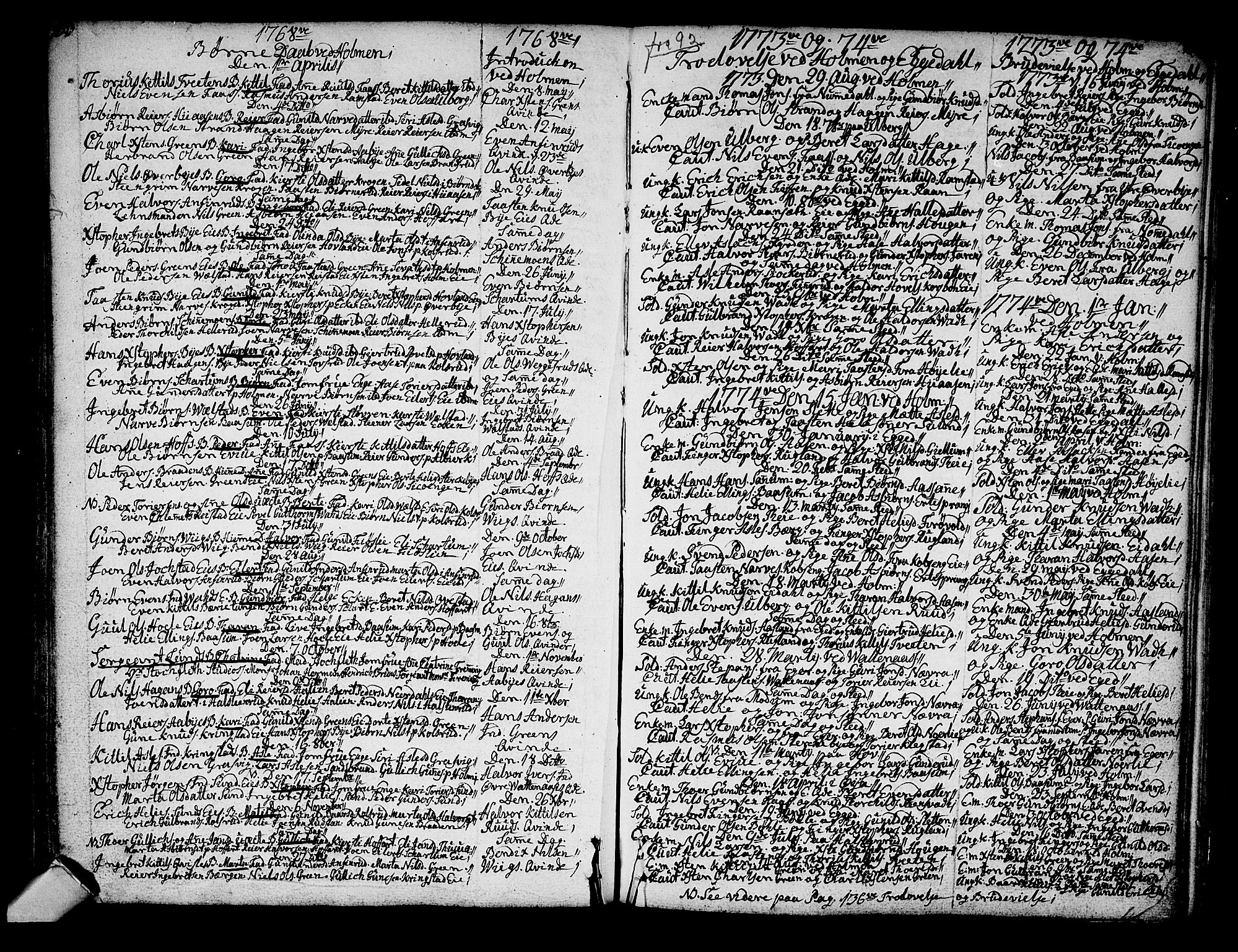 Sigdal kirkebøker, SAKO/A-245/F/Fa/L0001: Parish register (official) no. I 1, 1722-1777, p. 133-134