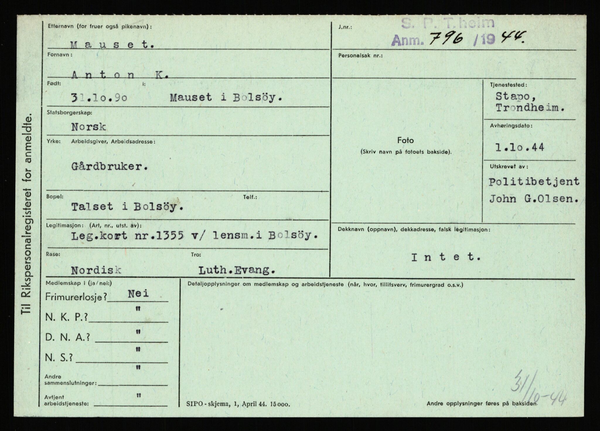Statspolitiet - Hovedkontoret / Osloavdelingen, AV/RA-S-1329/C/Ca/L0010: Lind - Moksnes, 1943-1945, p. 3477
