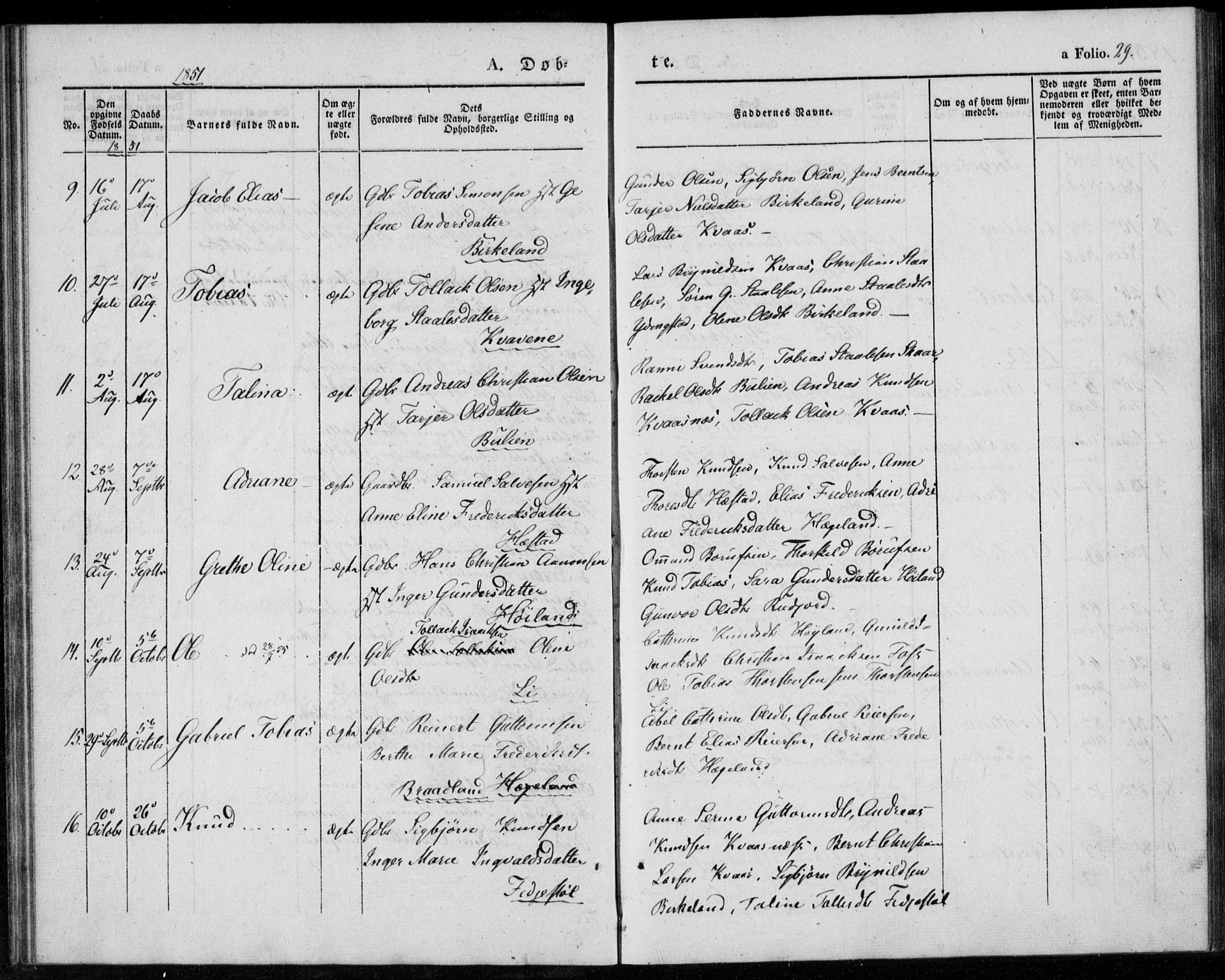 Lyngdal sokneprestkontor, AV/SAK-1111-0029/F/Fa/Fab/L0001: Parish register (official) no. A 1, 1838-1860, p. 29