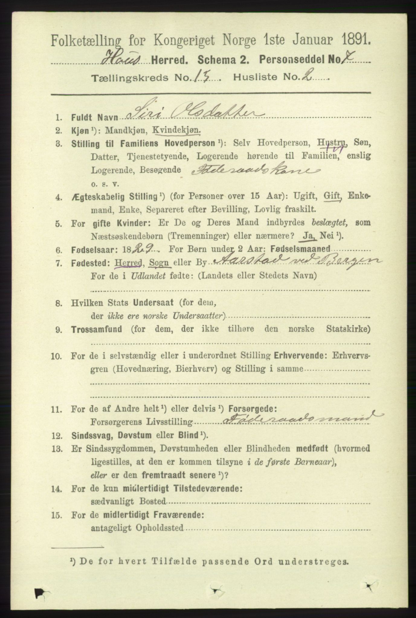 RA, 1891 census for 1250 Haus, 1891, p. 5569