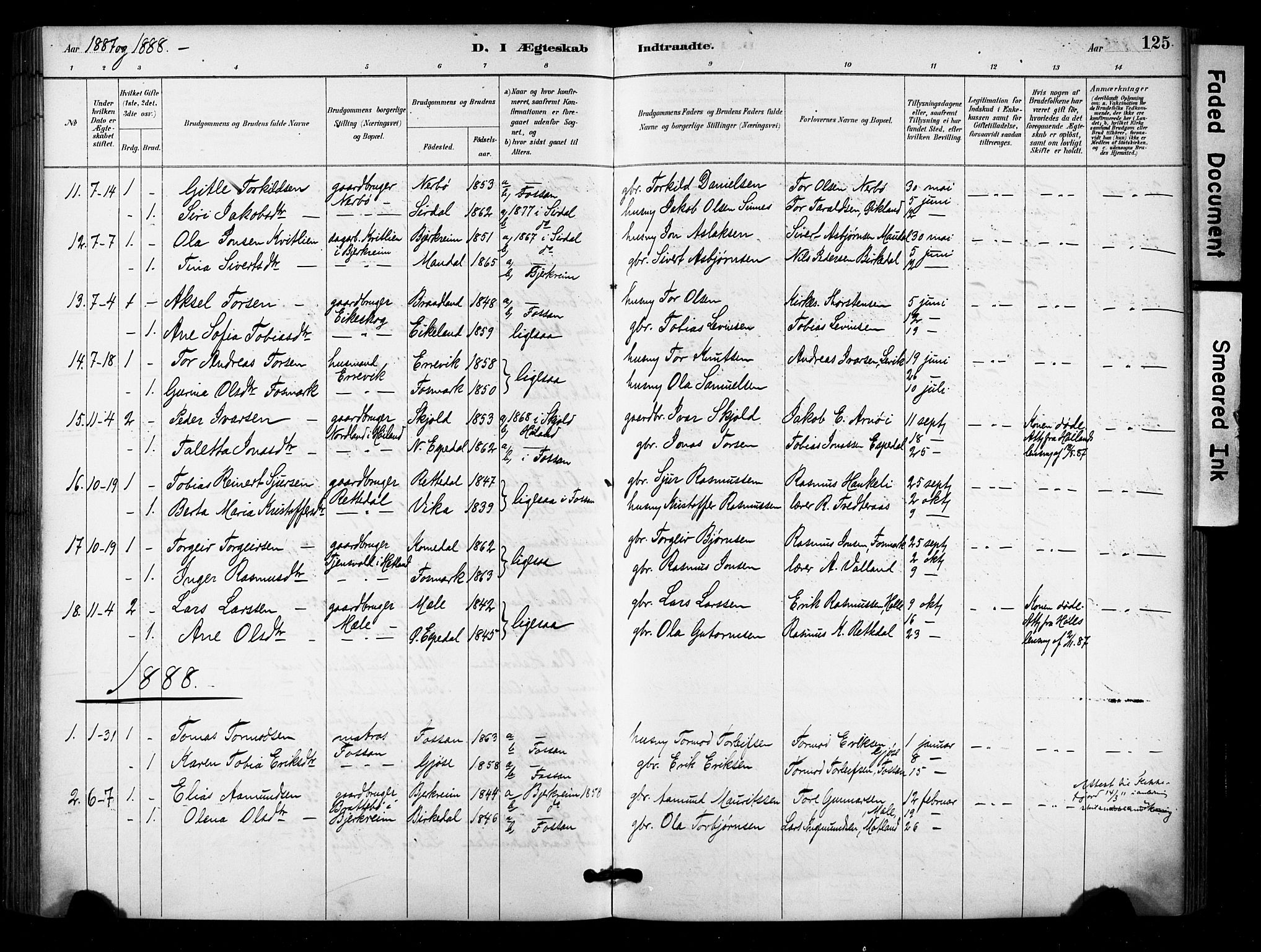 Høgsfjord sokneprestkontor, SAST/A-101624/H/Ha/Haa/L0006: Parish register (official) no. A 6, 1885-1897, p. 125