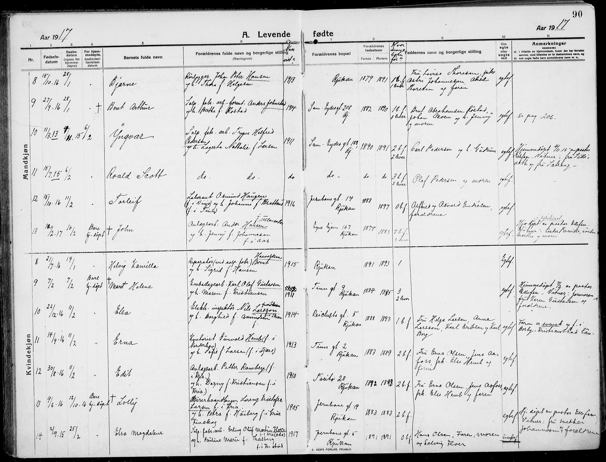 Rjukan kirkebøker, SAKO/A-294/F/Fa/L0002: Parish register (official) no. 2, 1912-1917, p. 90