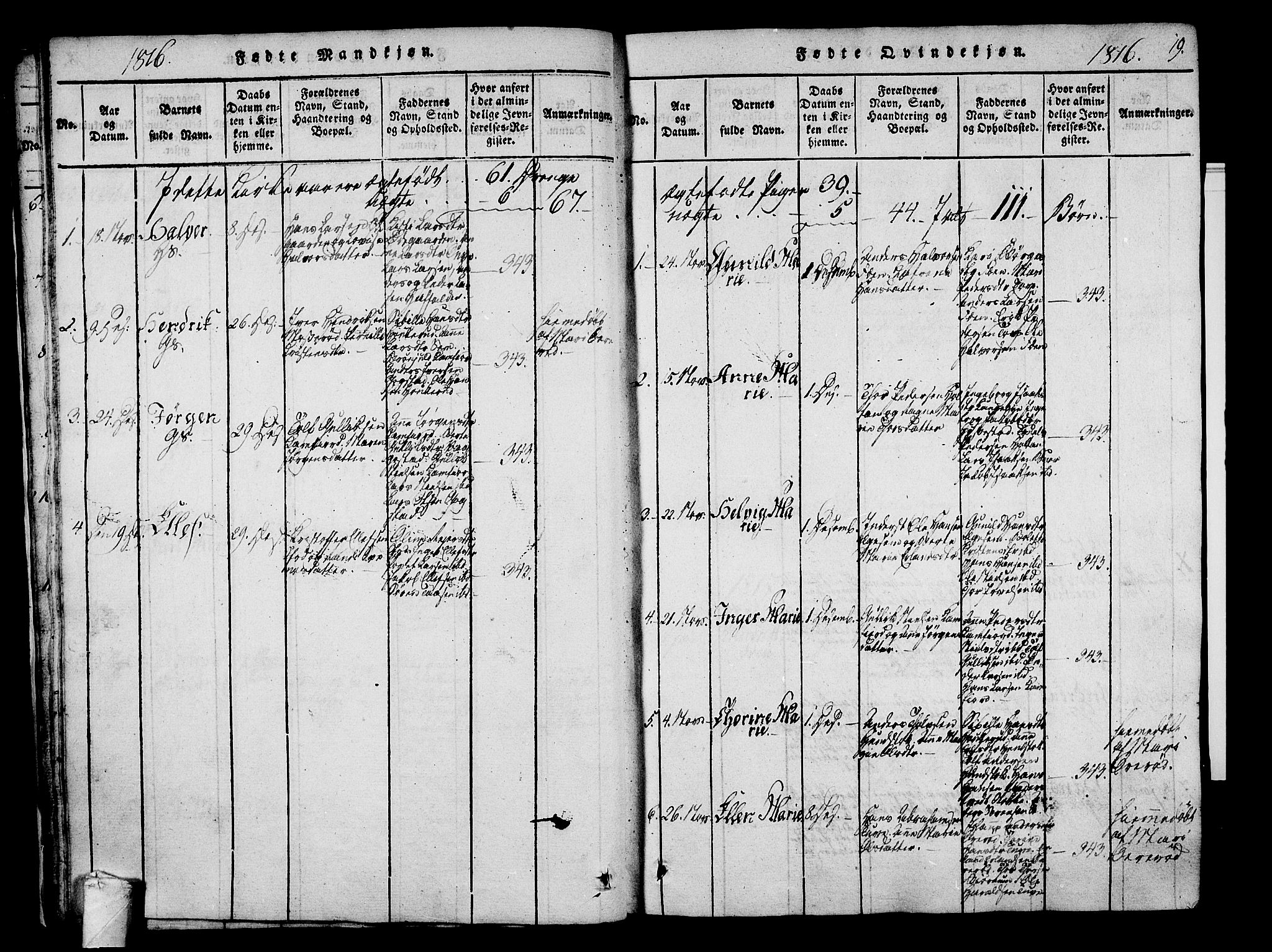 Sandar kirkebøker, SAKO/A-243/F/Fa/L0004: Parish register (official) no. 4, 1814-1832, p. 19