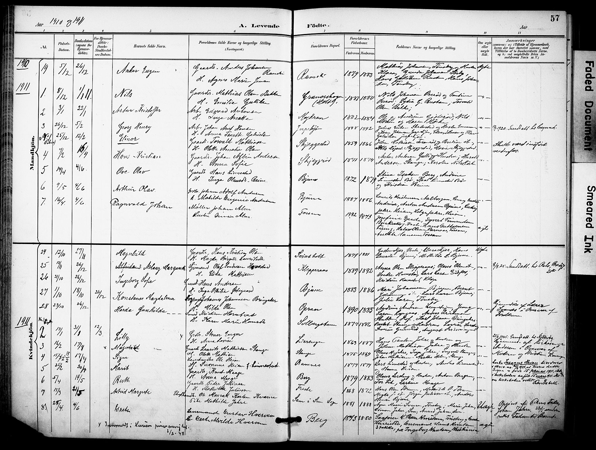 Ramnes kirkebøker, AV/SAKO-A-314/F/Fa/L0008: Parish register (official) no. I 8, 1896-1913, p. 57