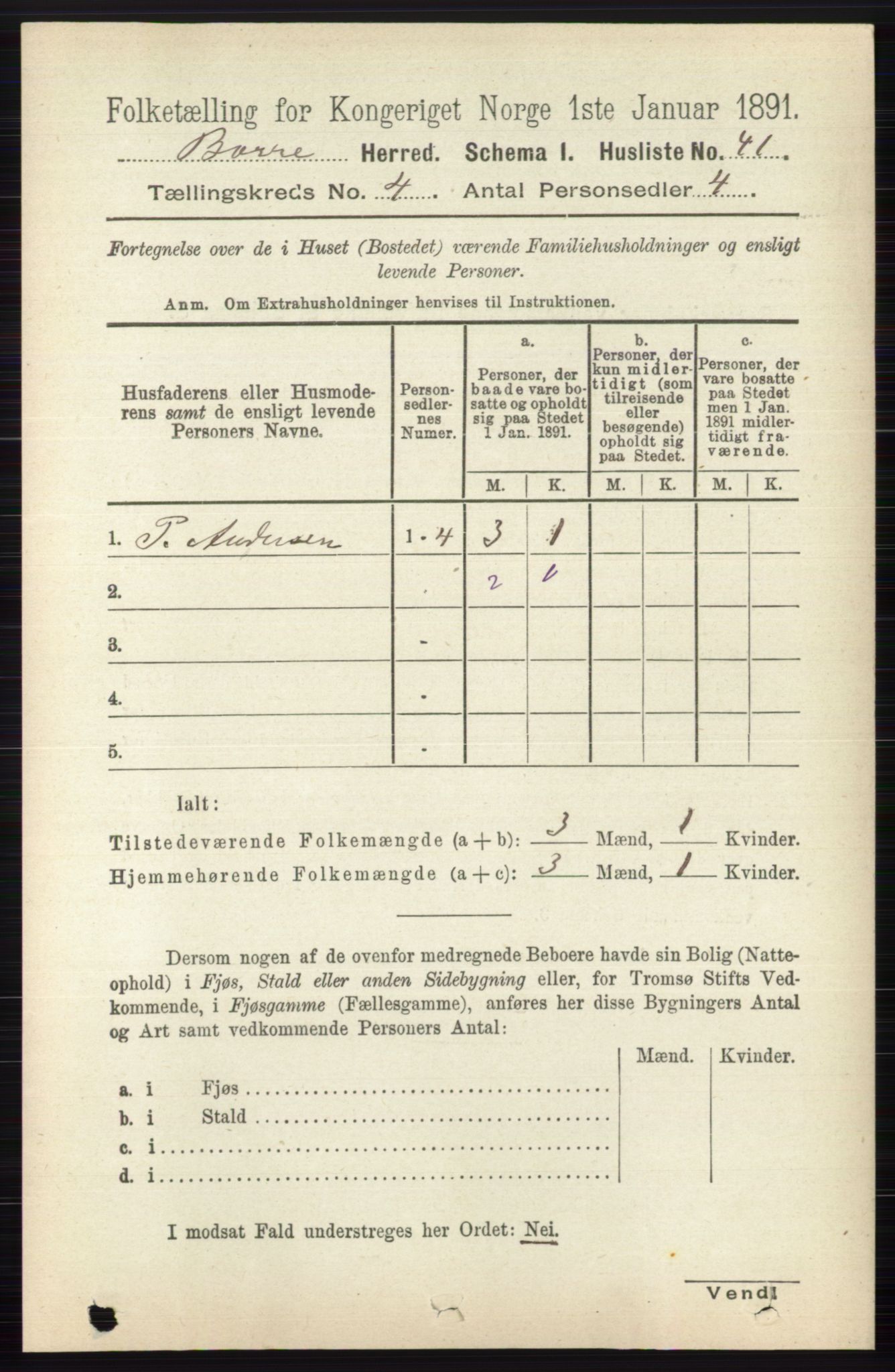 RA, 1891 census for 0717 Borre, 1891, p. 1659