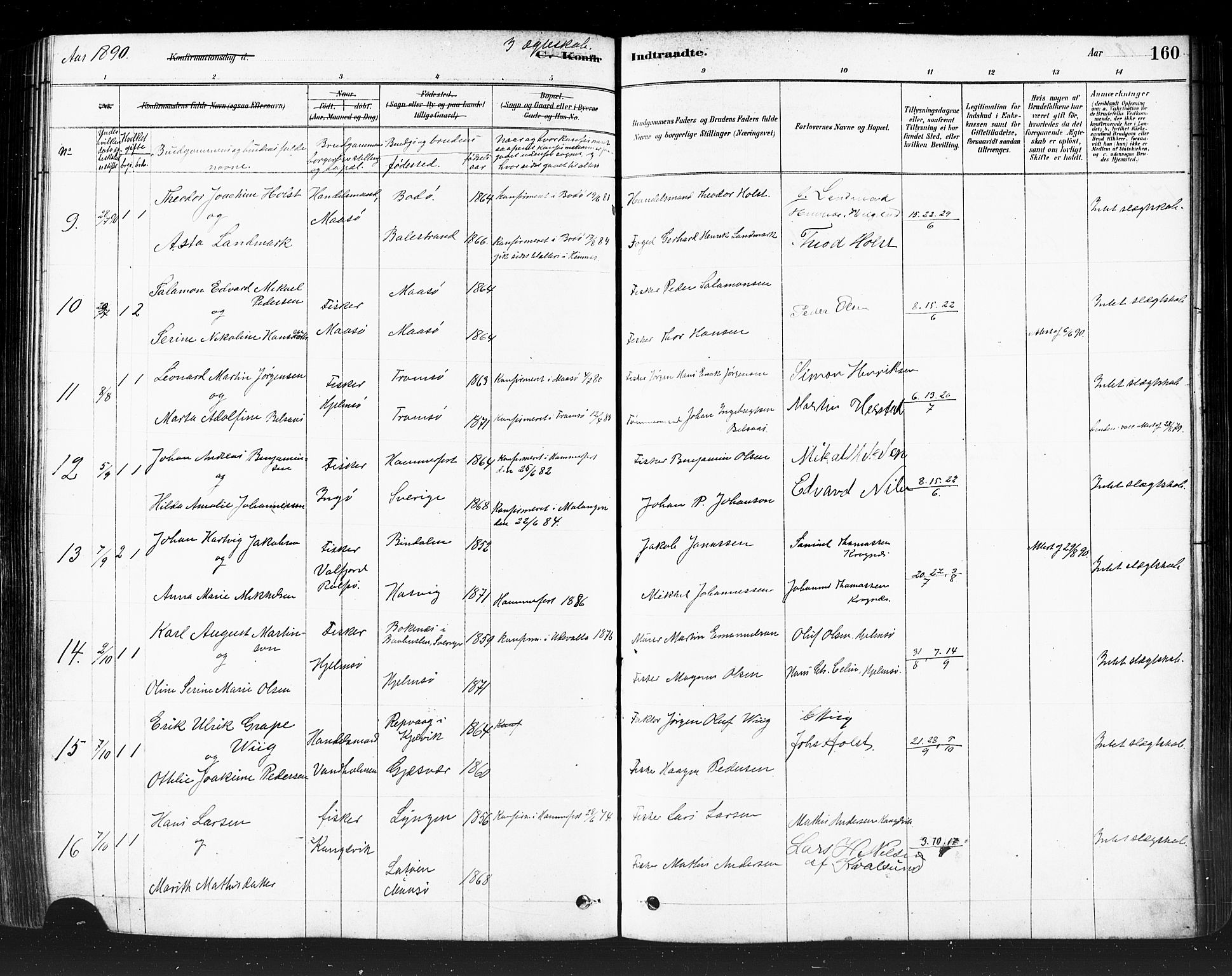 Måsøy sokneprestkontor, AV/SATØ-S-1348/H/Ha/L0004kirke: Parish register (official) no. 4, 1878-1891, p. 160