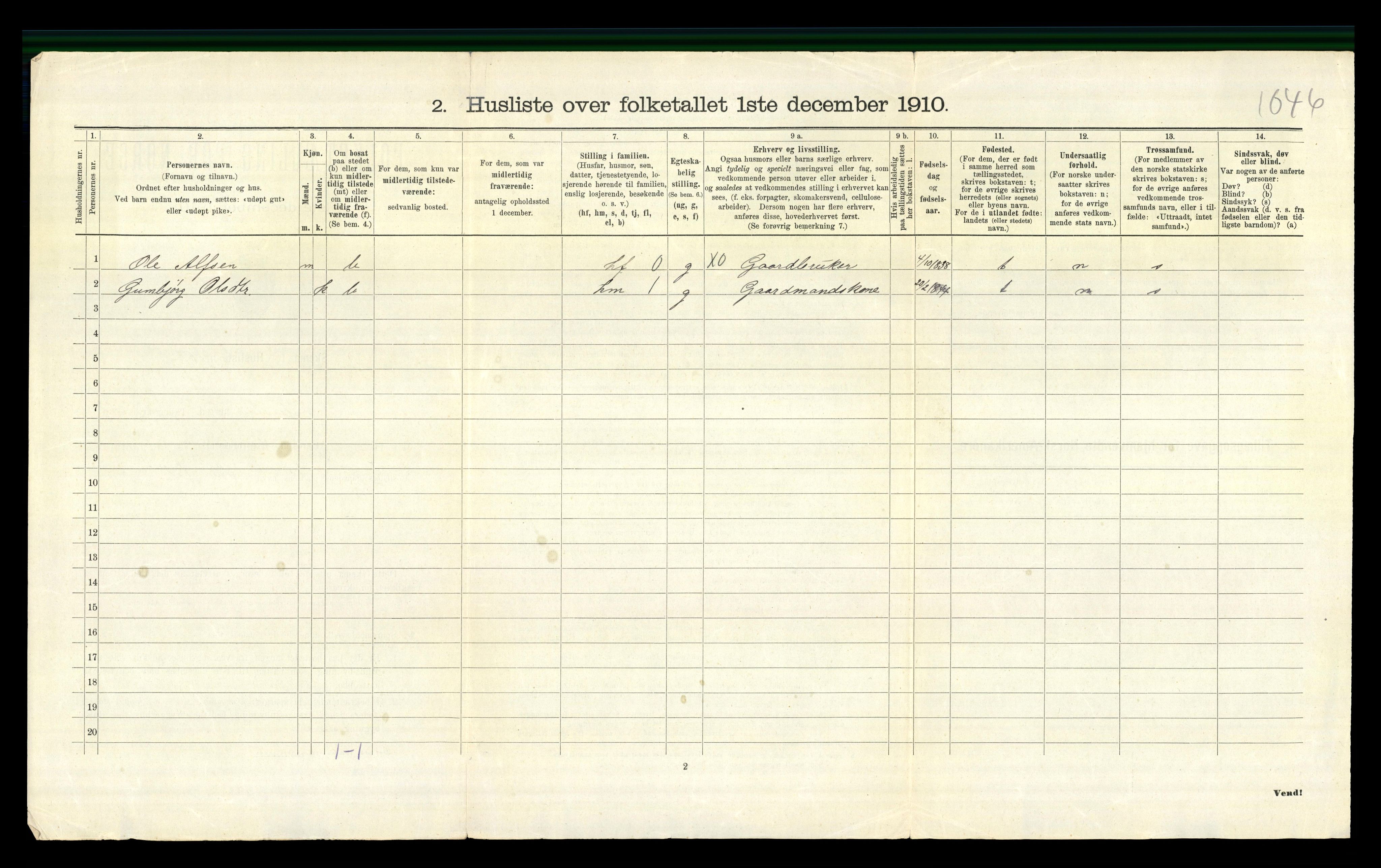 RA, 1910 census for Gjerstad, 1910, p. 222