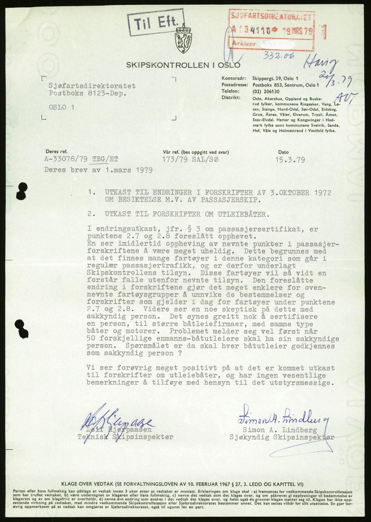 Sjøfartsdirektoratet med forløpere, generelt arkiv, AV/RA-S-1407/D/Du/Duc/L0642/0001: Skipskontrollen - Forskrifter / Forskrift om utleiebåter (2 mapper), 1978-1987, p. 333