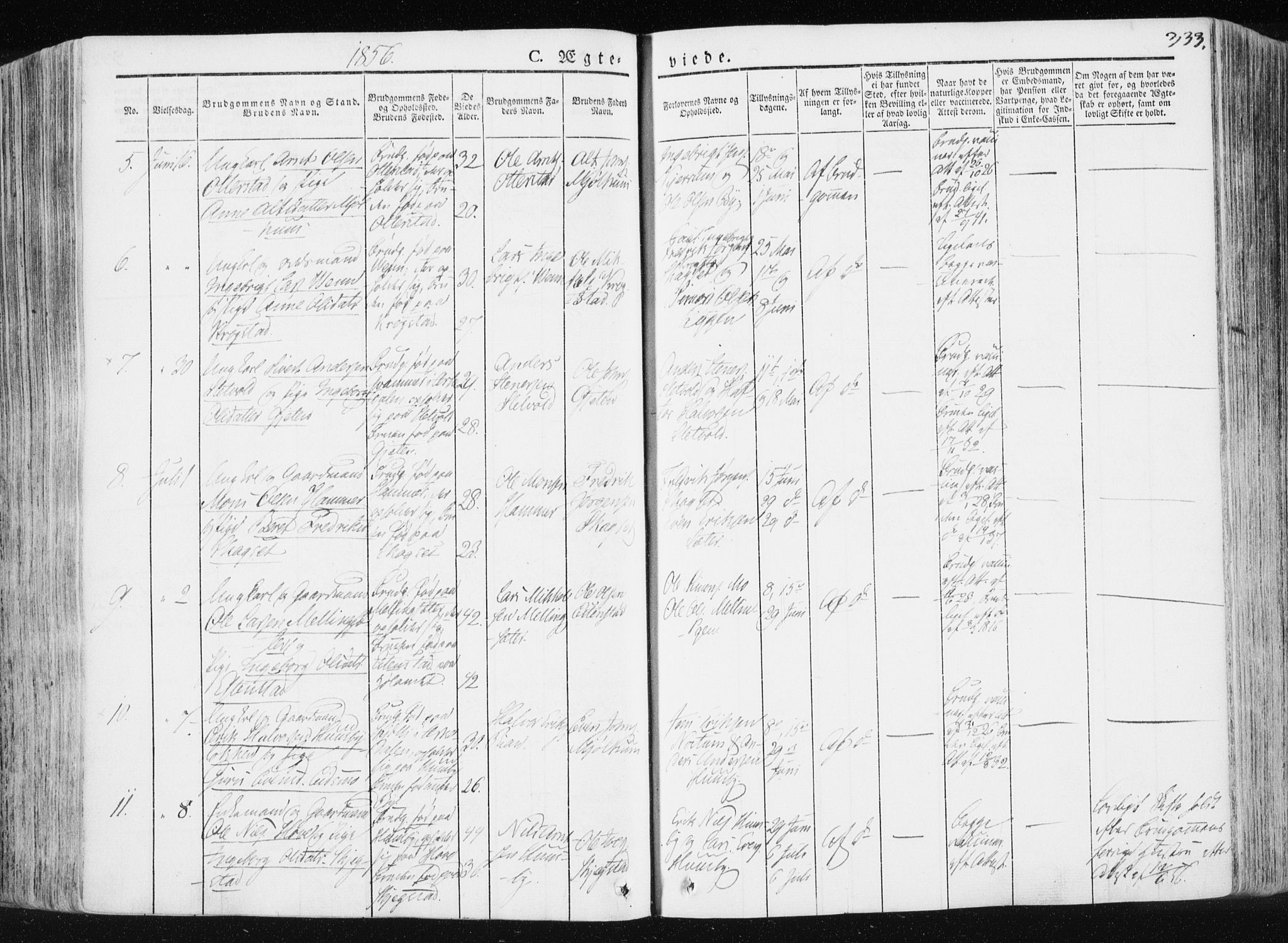 Ministerialprotokoller, klokkerbøker og fødselsregistre - Sør-Trøndelag, SAT/A-1456/665/L0771: Parish register (official) no. 665A06, 1830-1856, p. 333