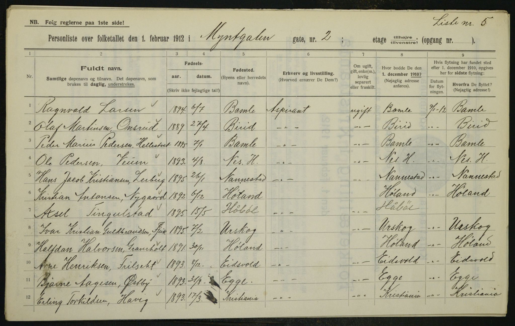 OBA, Municipal Census 1912 for Kristiania, 1912, p. 68872