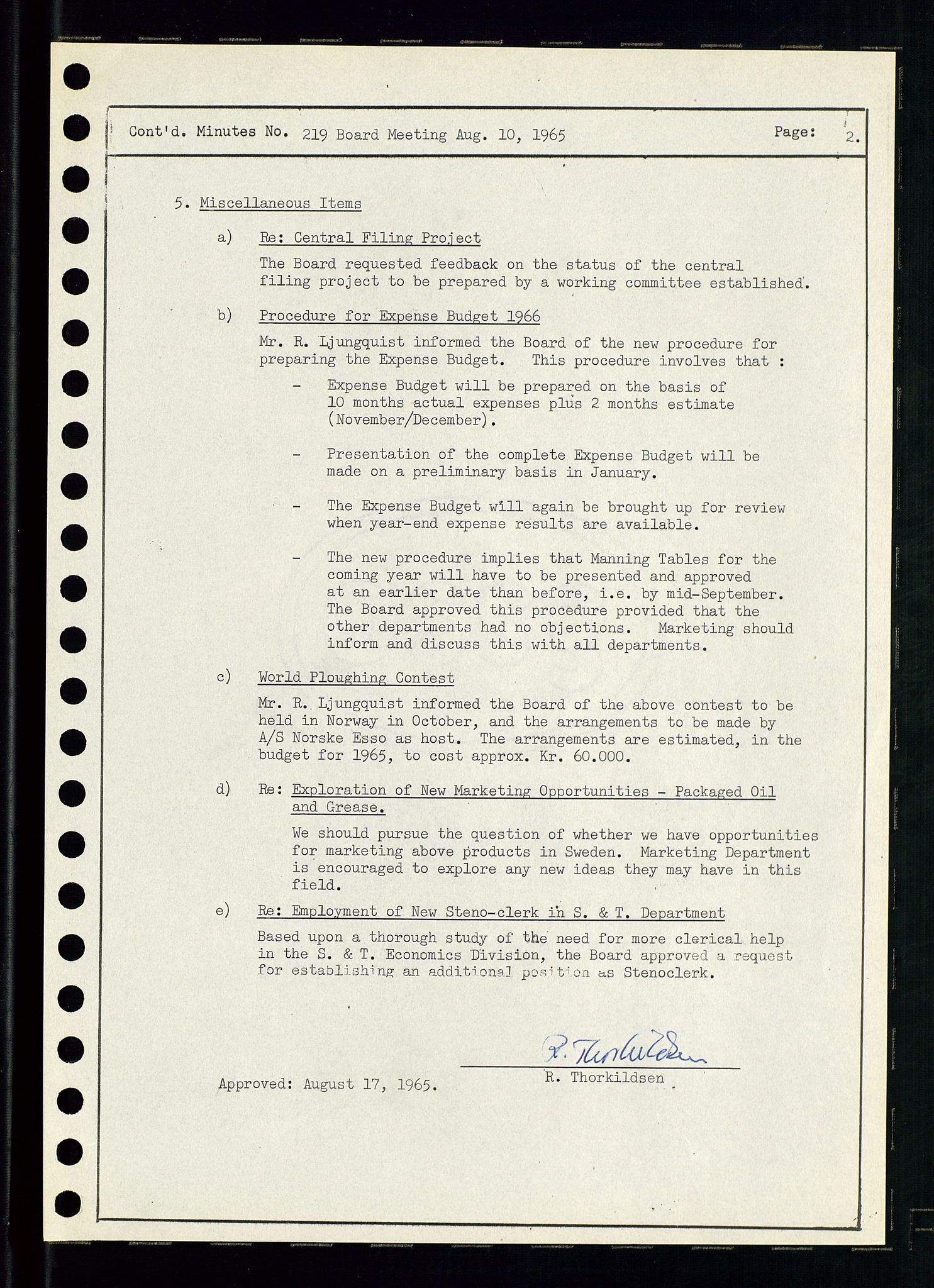 Pa 0982 - Esso Norge A/S, AV/SAST-A-100448/A/Aa/L0002/0001: Den administrerende direksjon Board minutes (styrereferater) / Den administrerende direksjon Board minutes (styrereferater), 1965, p. 72