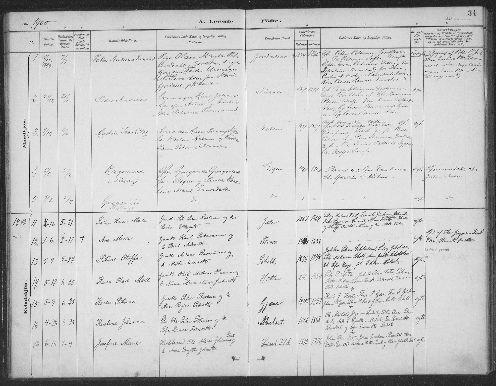 Ministerialprotokoller, klokkerbøker og fødselsregistre - Møre og Romsdal, AV/SAT-A-1454/522/L0316: Parish register (official) no. 522A11, 1890-1911, p. 34