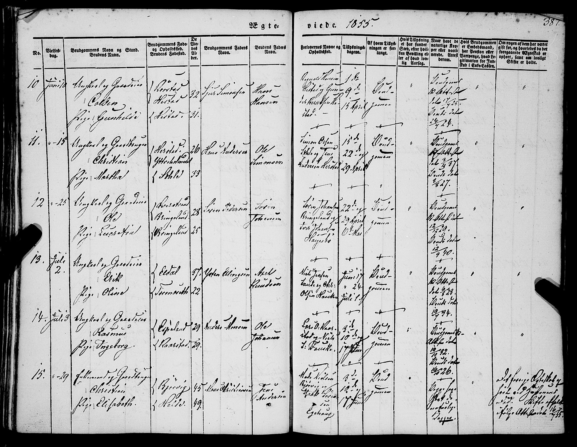 Gaular sokneprestembete, AV/SAB-A-80001/H/Haa: Parish register (official) no. A 4II, 1841-1859, p. 387