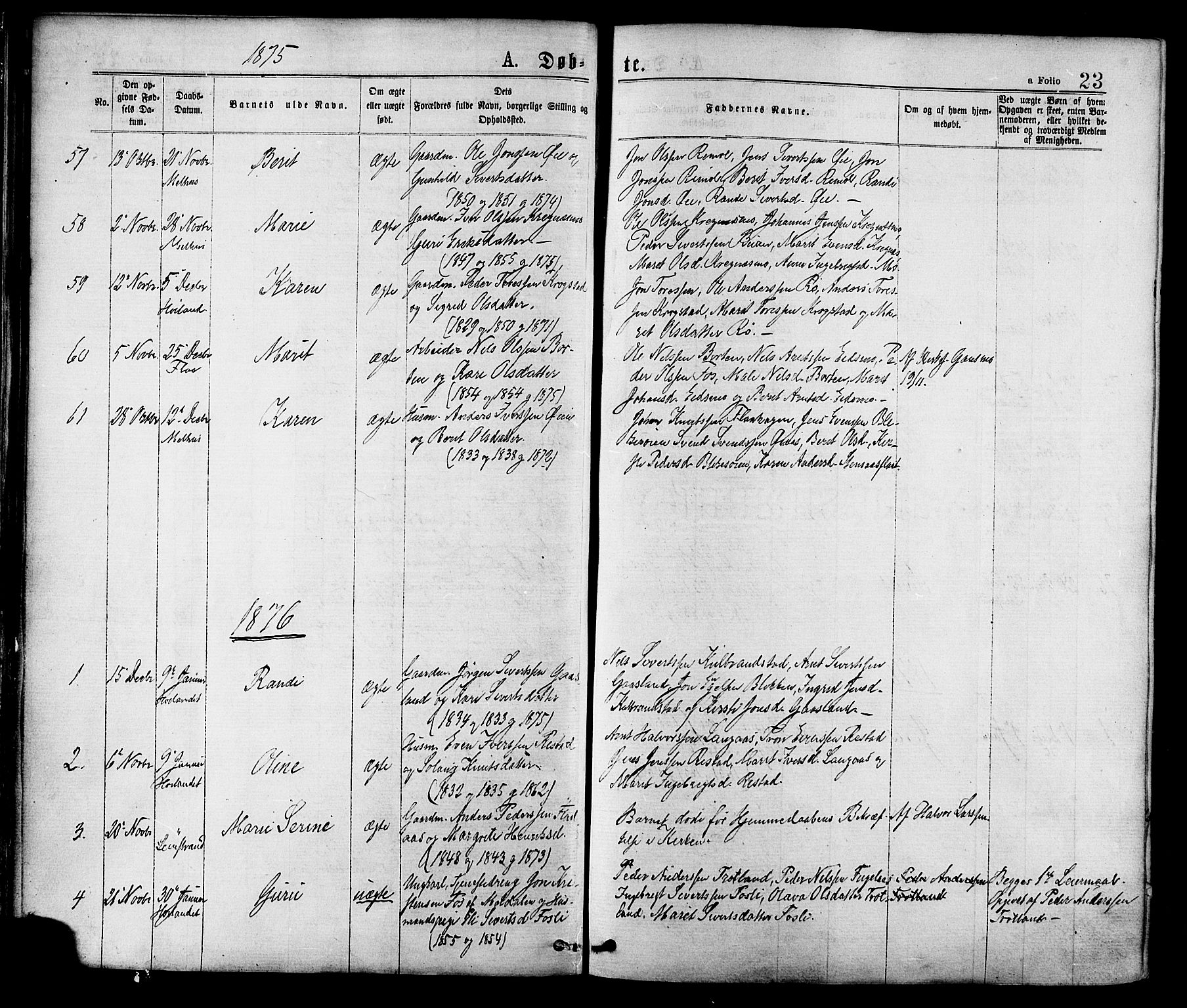 Ministerialprotokoller, klokkerbøker og fødselsregistre - Sør-Trøndelag, SAT/A-1456/691/L1079: Parish register (official) no. 691A11, 1873-1886, p. 23