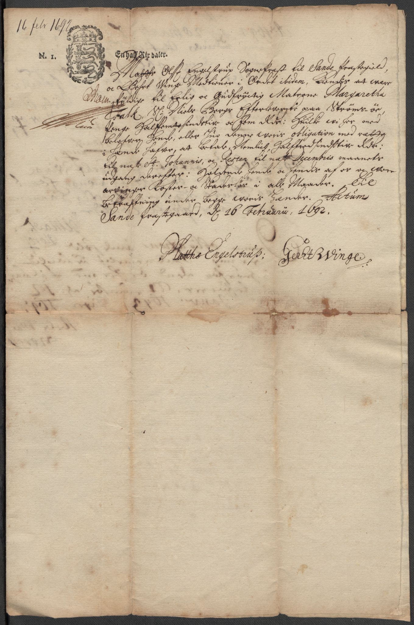 Riksarkivets diplomsamling, AV/RA-EA-5965/F15/L0021: Prestearkiv - Vestfold, 1573-1858, p. 278