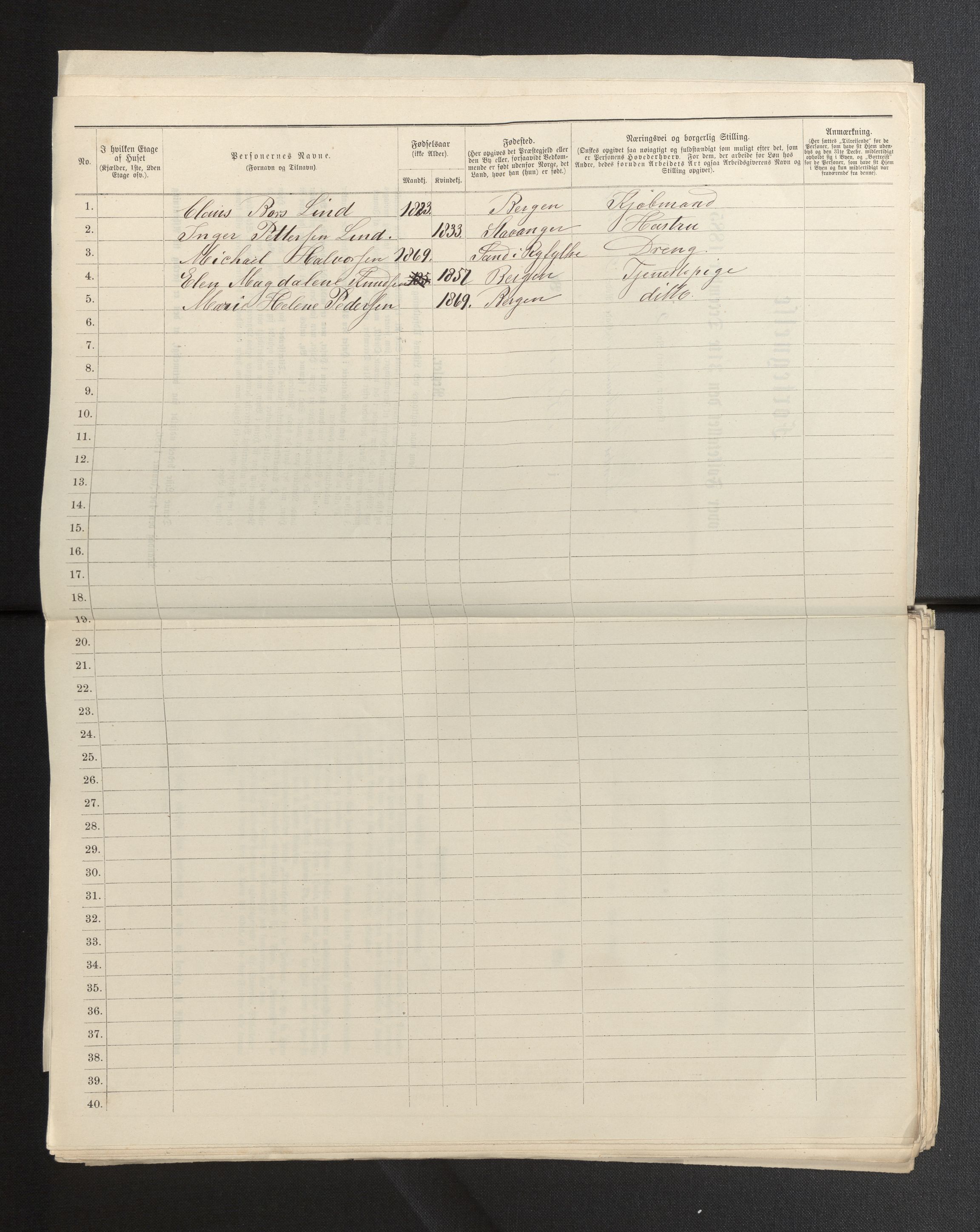 SAB, 1885 census for 1301 Bergen, 1885, p. 3974