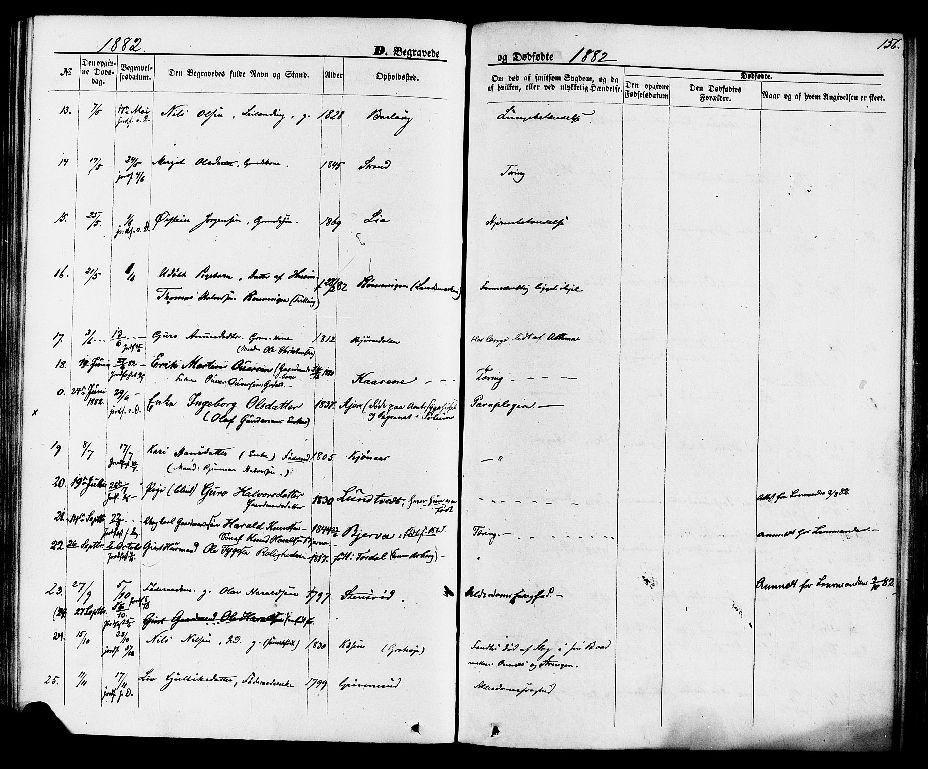 Lunde kirkebøker, SAKO/A-282/F/Fa/L0001: Parish register (official) no. I 1, 1866-1883, p. 156