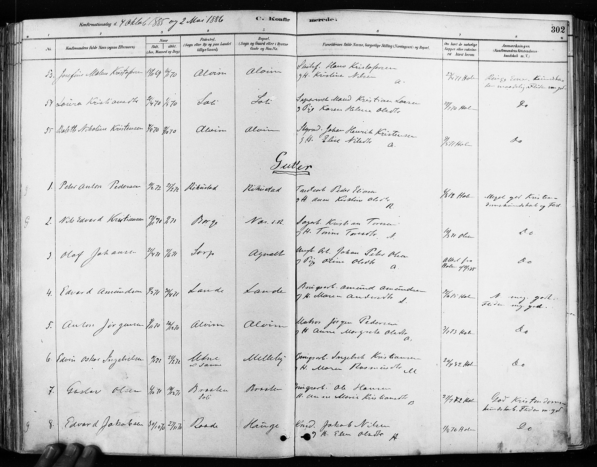Tune prestekontor Kirkebøker, SAO/A-2007/F/Fa/L0017: Parish register (official) no. 17, 1878-1887, p. 302