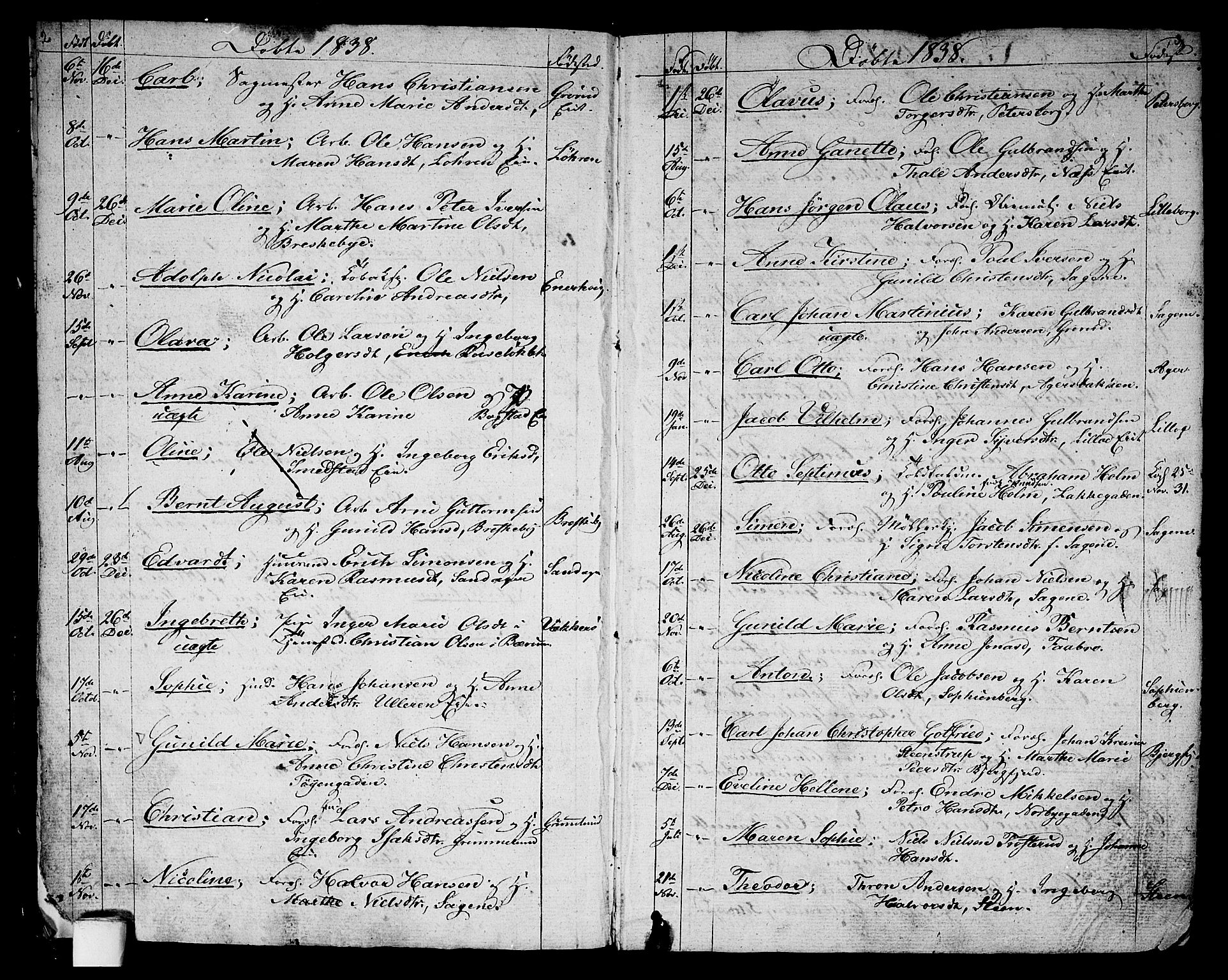 Aker prestekontor kirkebøker, SAO/A-10861/G/L0007: Parish register (copy) no. 7, 1838-1846, p. 2-3