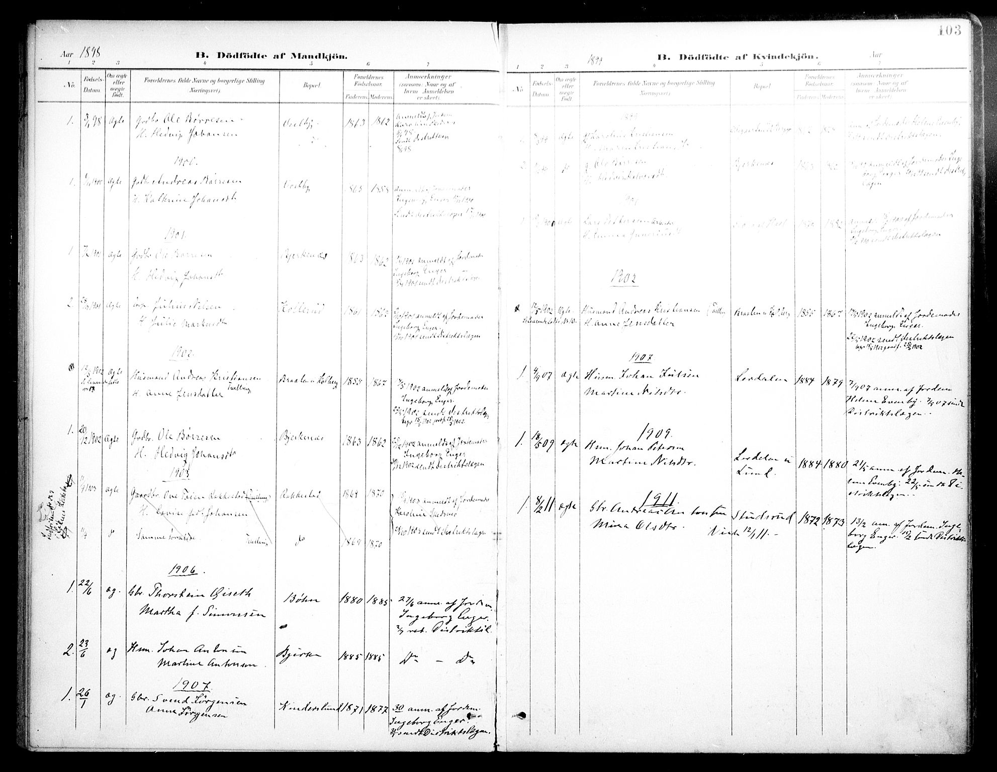 Høland prestekontor Kirkebøker, AV/SAO-A-10346a/F/Fb/L0003: Parish register (official) no. II 3, 1897-1912, p. 103