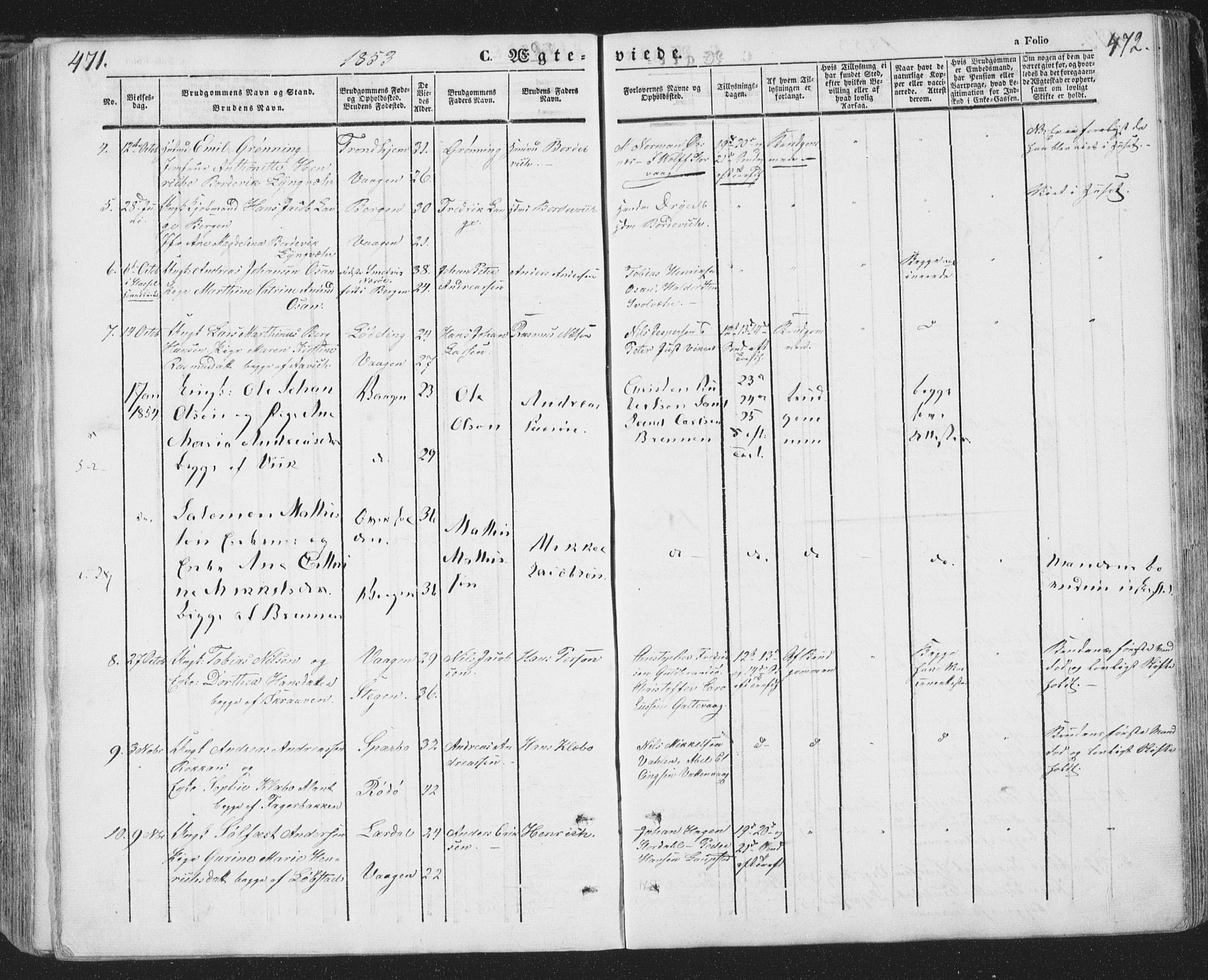 Ministerialprotokoller, klokkerbøker og fødselsregistre - Nordland, AV/SAT-A-1459/874/L1072: Parish register (copy) no. 874C01, 1843-1859, p. 471-472