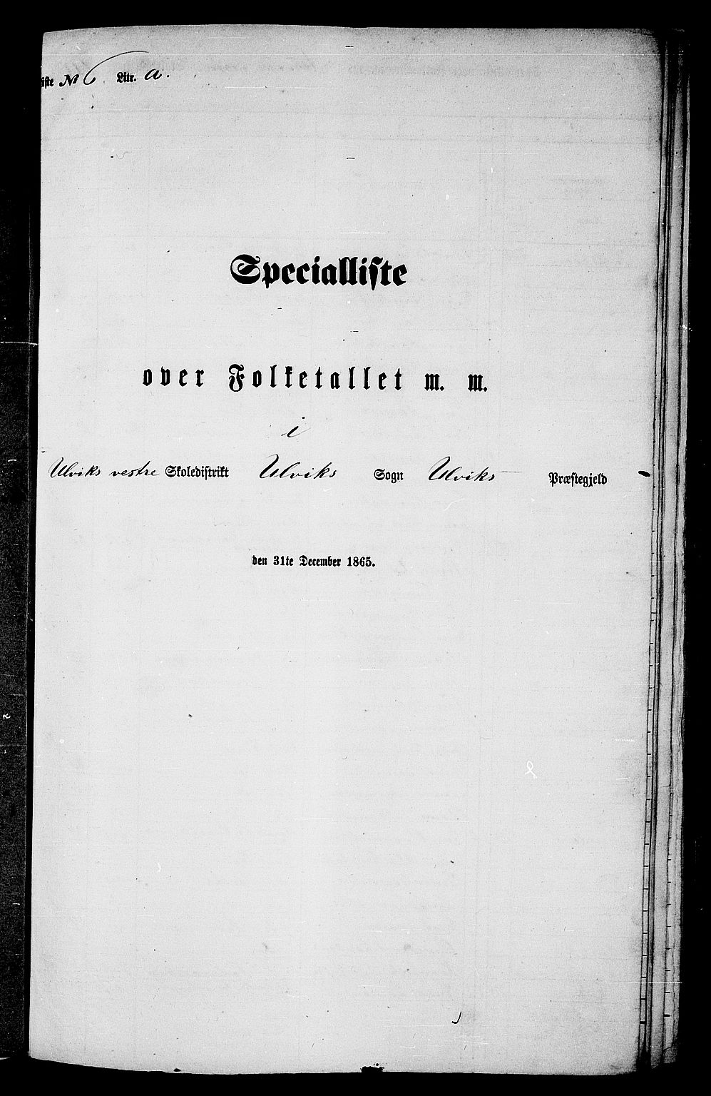 RA, 1865 census for Ulvik, 1865, p. 89