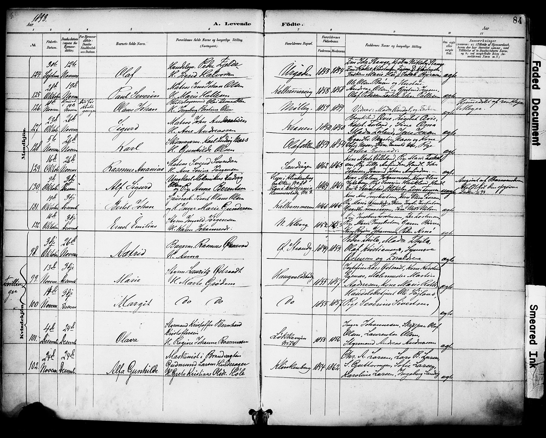 Domkirken sokneprestkontor, AV/SAST-A-101812/001/30/30BA/L0030: Parish register (official) no. A 29, 1889-1902, p. 84