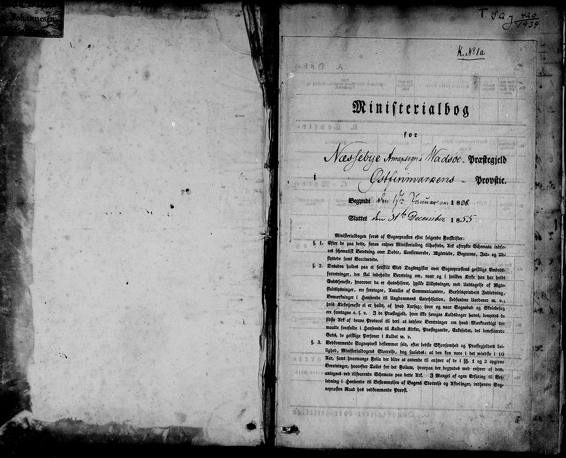 Nesseby sokneprestkontor, SATØ/S-1330/H/Ha/L0001kirke: Parish register (official) no. 1, 1838-1855