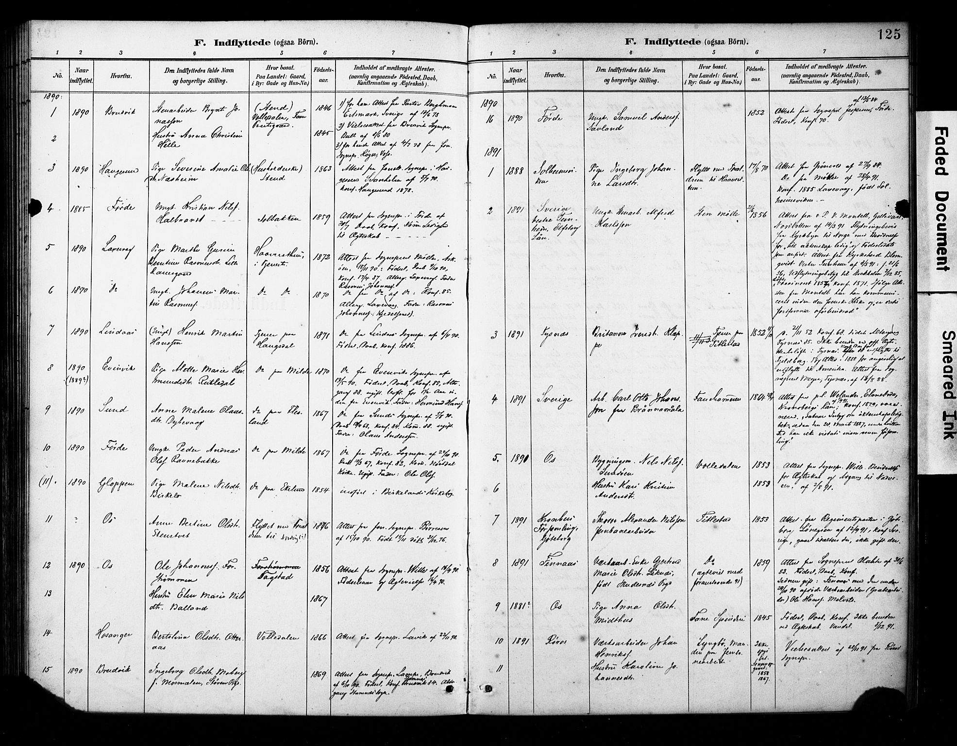 Fana Sokneprestembete, SAB/A-75101/H/Haa/Haab/L0002: Parish register (official) no. B 2, 1890-1897, p. 125