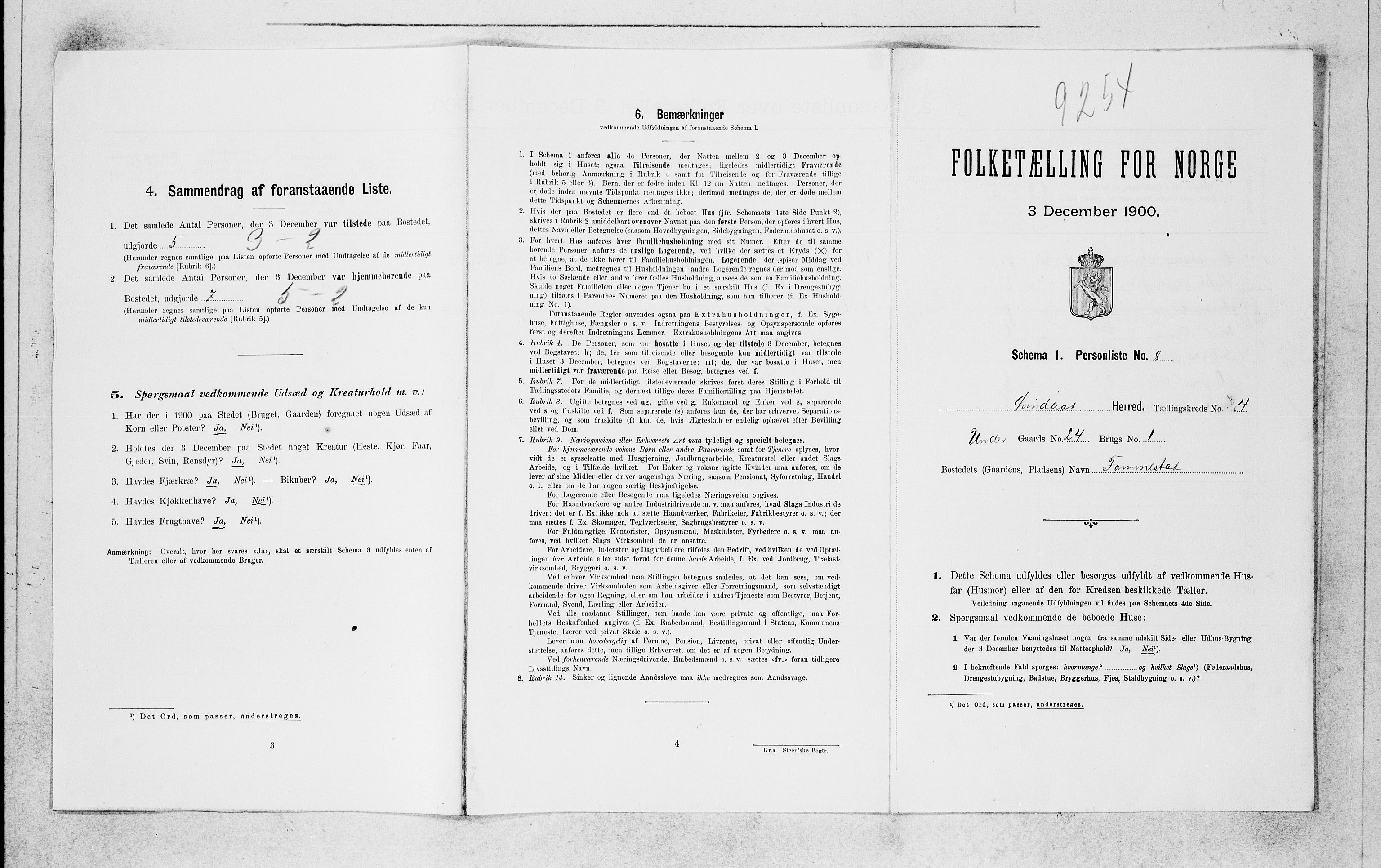 SAB, 1900 census for Lindås, 1900, p. 420