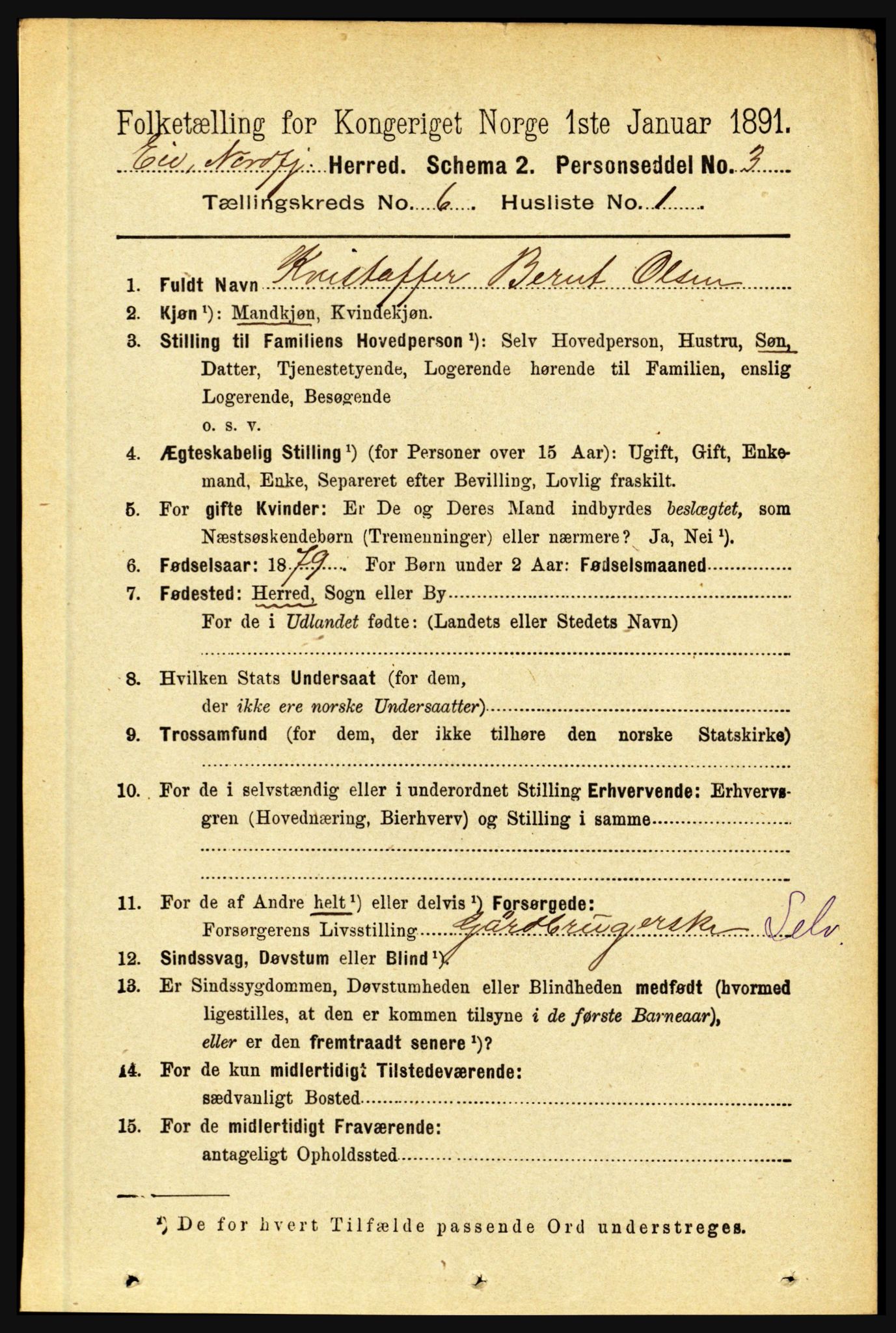 RA, 1891 census for 1443 Eid, 1891, p. 1487