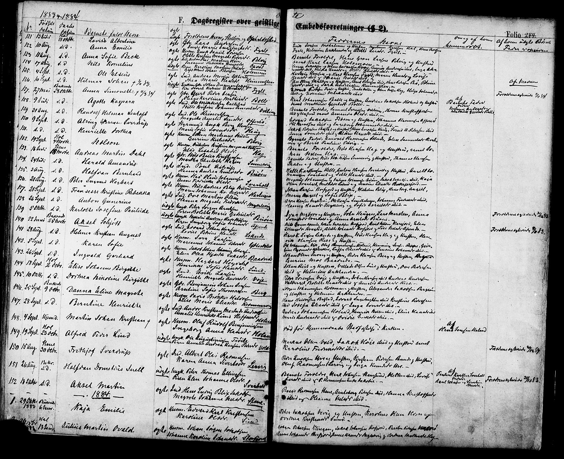 Ministerialprotokoller, klokkerbøker og fødselsregistre - Nordland, AV/SAT-A-1459/881/L1166: Parish register (copy) no. 881C03, 1876-1885, p. 244