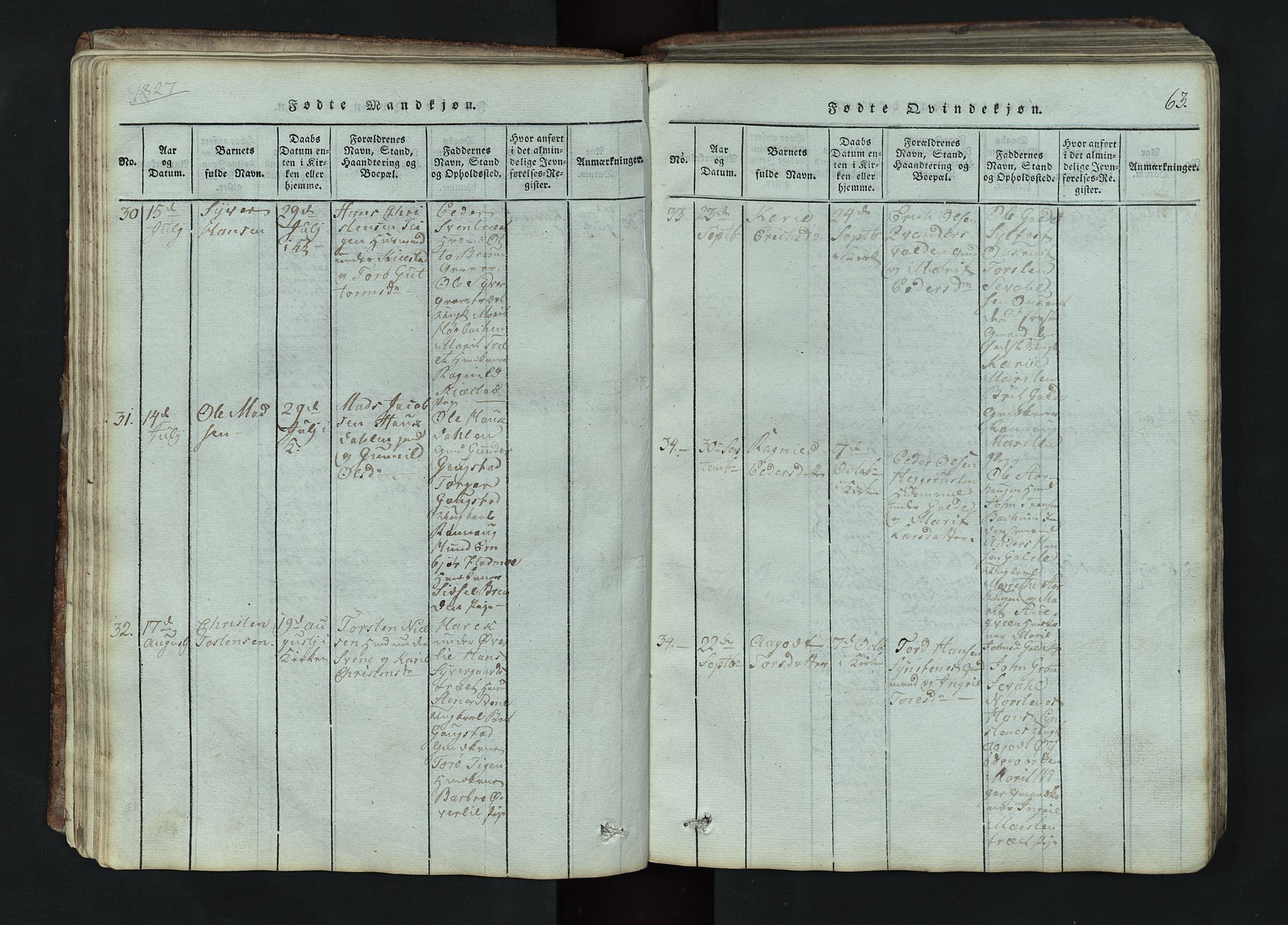 Lom prestekontor, SAH/PREST-070/L/L0002: Parish register (copy) no. 2, 1815-1844, p. 63
