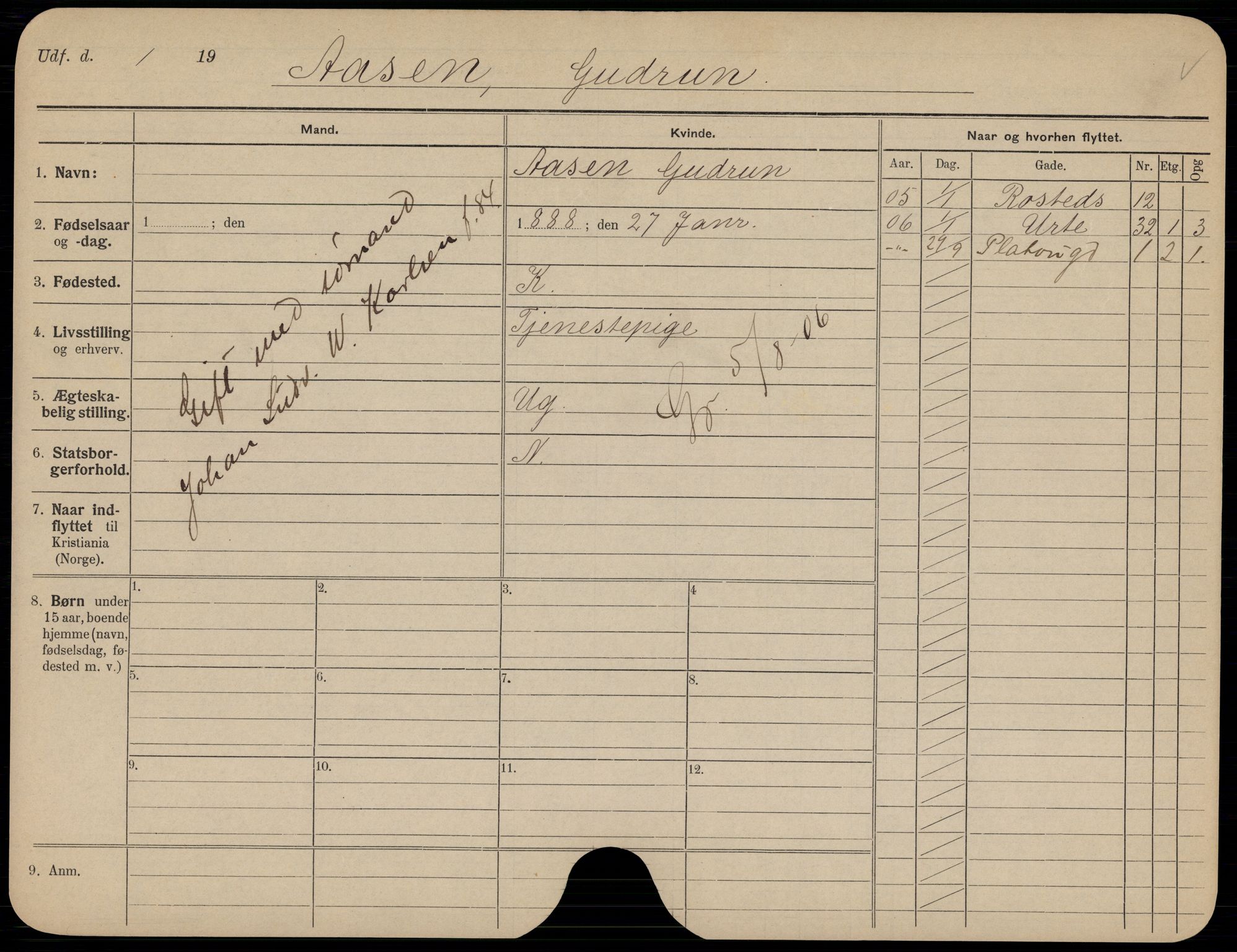 Oslo folkeregister, Registerkort, AV/SAO-A-11715/K/Kb/L0001: A - J, 1906