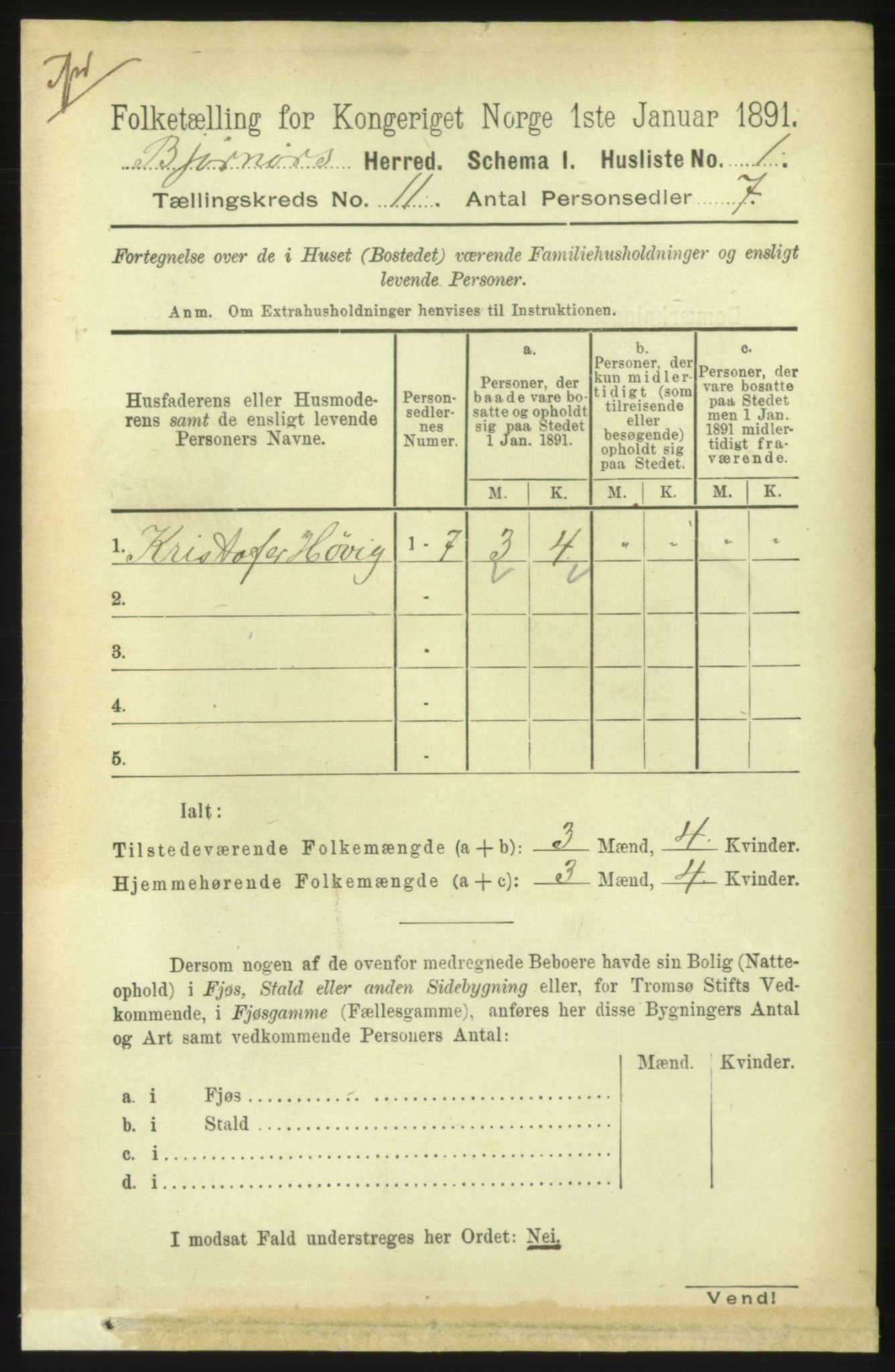 RA, 1891 census for 1632 Bjørnør, 1891, p. 4604