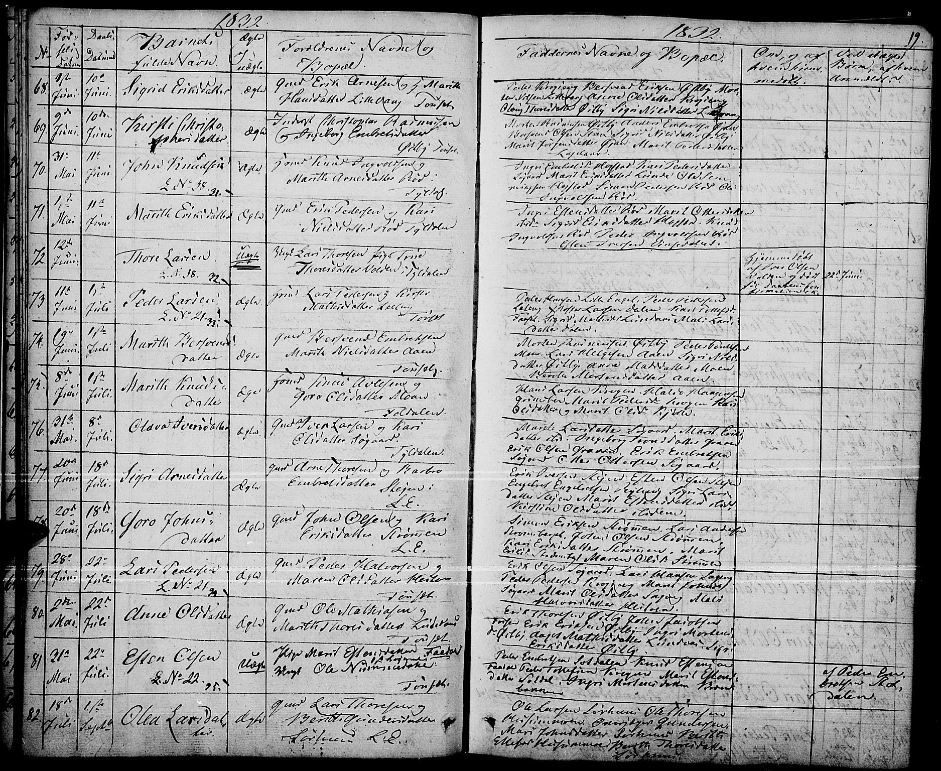 Tynset prestekontor, AV/SAH-PREST-058/H/Ha/Haa/L0019: Parish register (official) no. 19, 1829-1847, p. 19