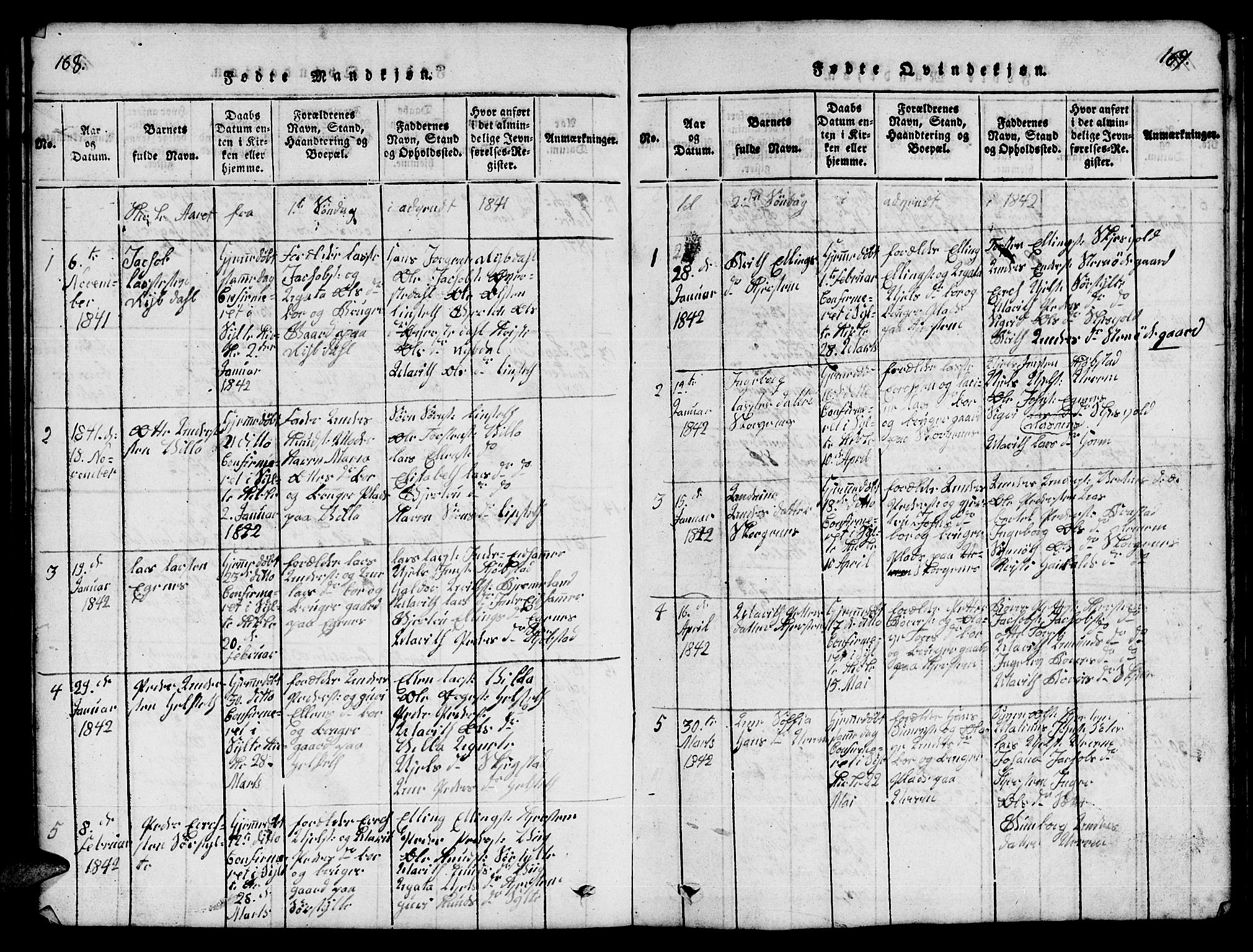 Ministerialprotokoller, klokkerbøker og fødselsregistre - Møre og Romsdal, SAT/A-1454/541/L0546: Parish register (copy) no. 541C01, 1818-1856, p. 168-169
