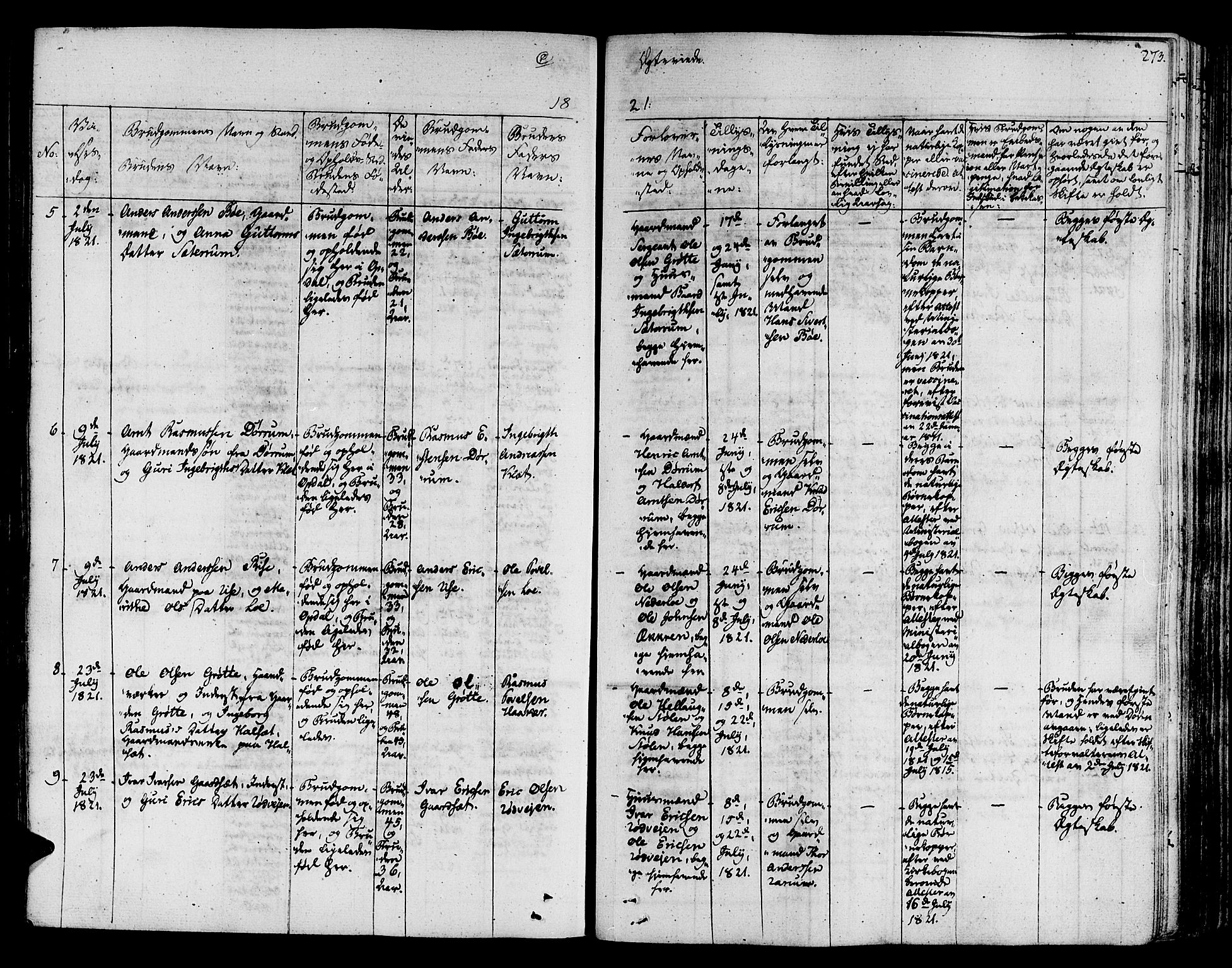 Ministerialprotokoller, klokkerbøker og fødselsregistre - Sør-Trøndelag, AV/SAT-A-1456/678/L0897: Parish register (official) no. 678A06-07, 1821-1847, p. 273