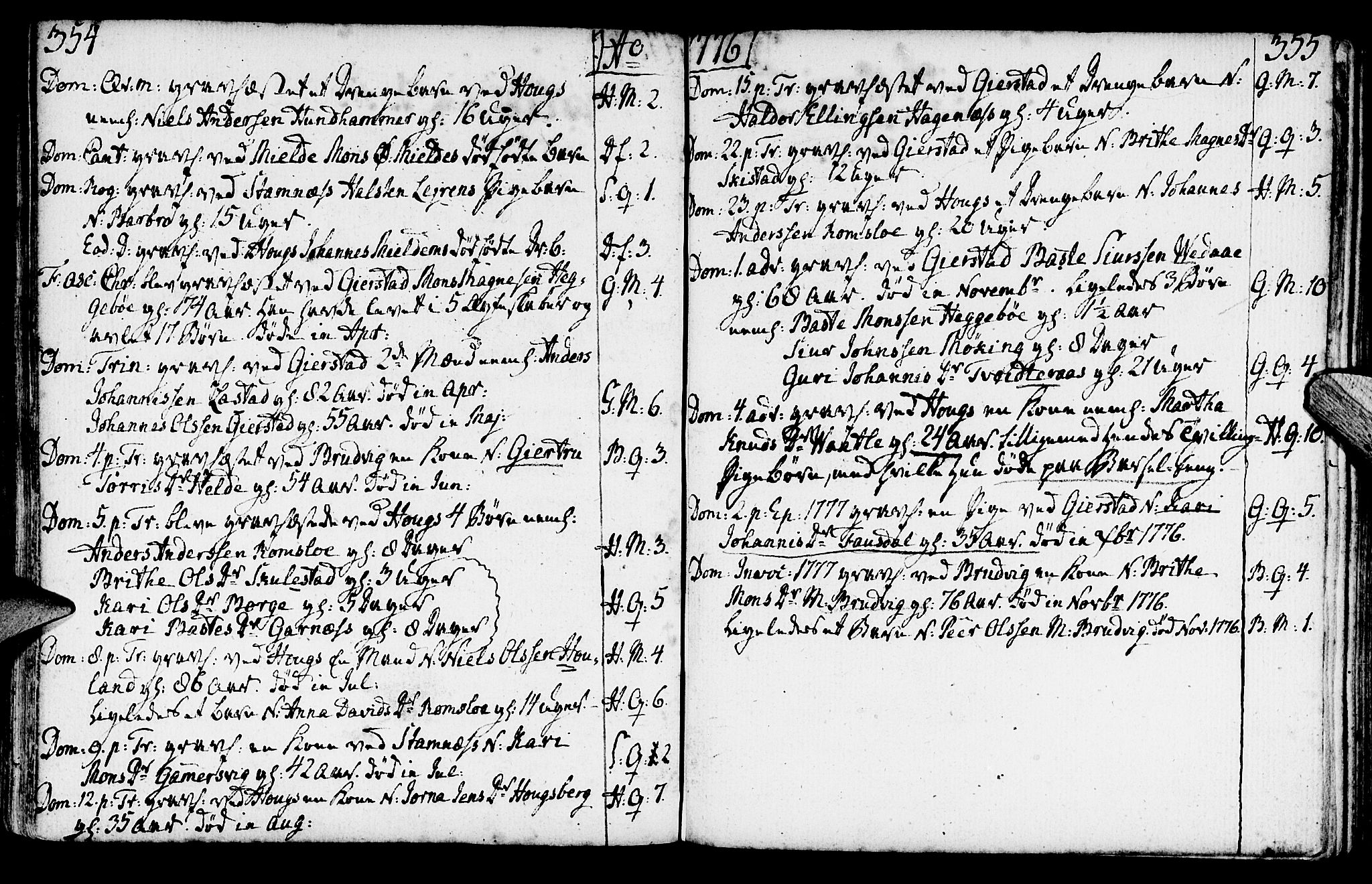 Haus sokneprestembete, AV/SAB-A-75601/H/Haa: Parish register (official) no. A 9, 1767-1781, p. 354-355