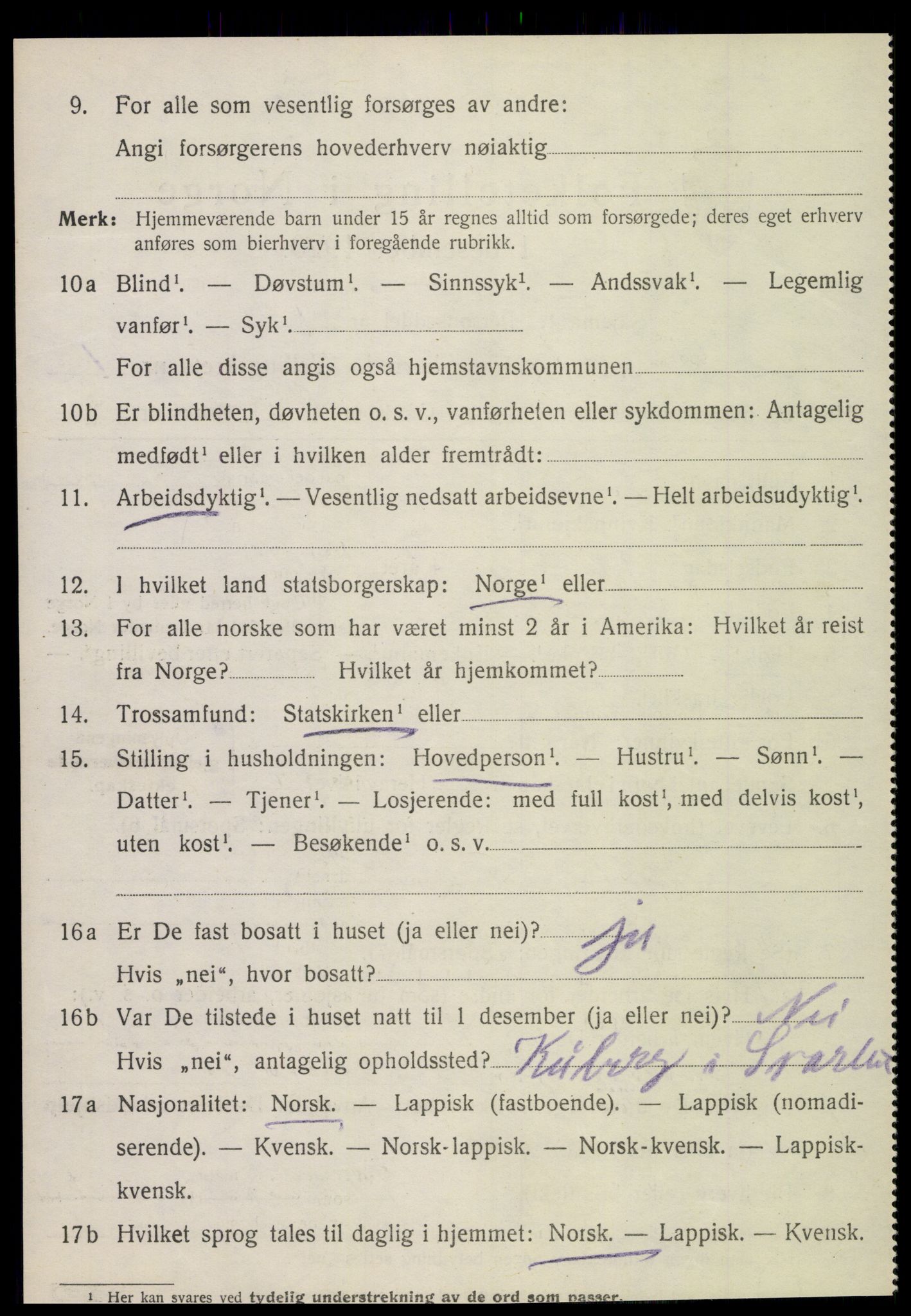 SAT, 1920 census for Sparbu, 1920, p. 5218