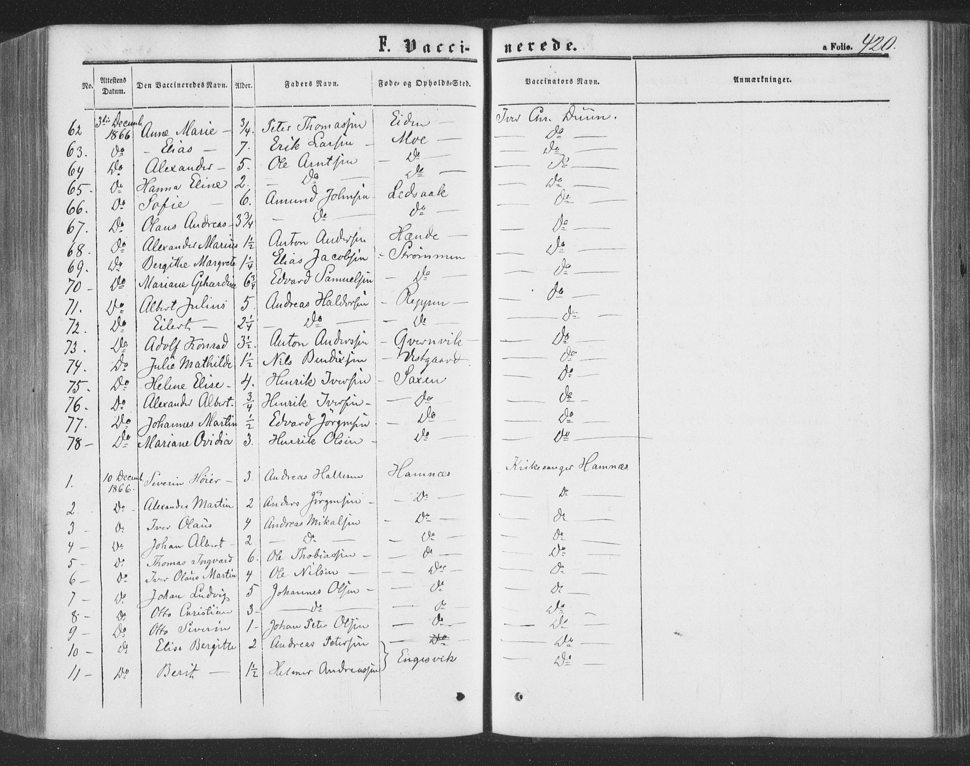 Ministerialprotokoller, klokkerbøker og fødselsregistre - Nord-Trøndelag, AV/SAT-A-1458/773/L0615: Parish register (official) no. 773A06, 1857-1870, p. 420