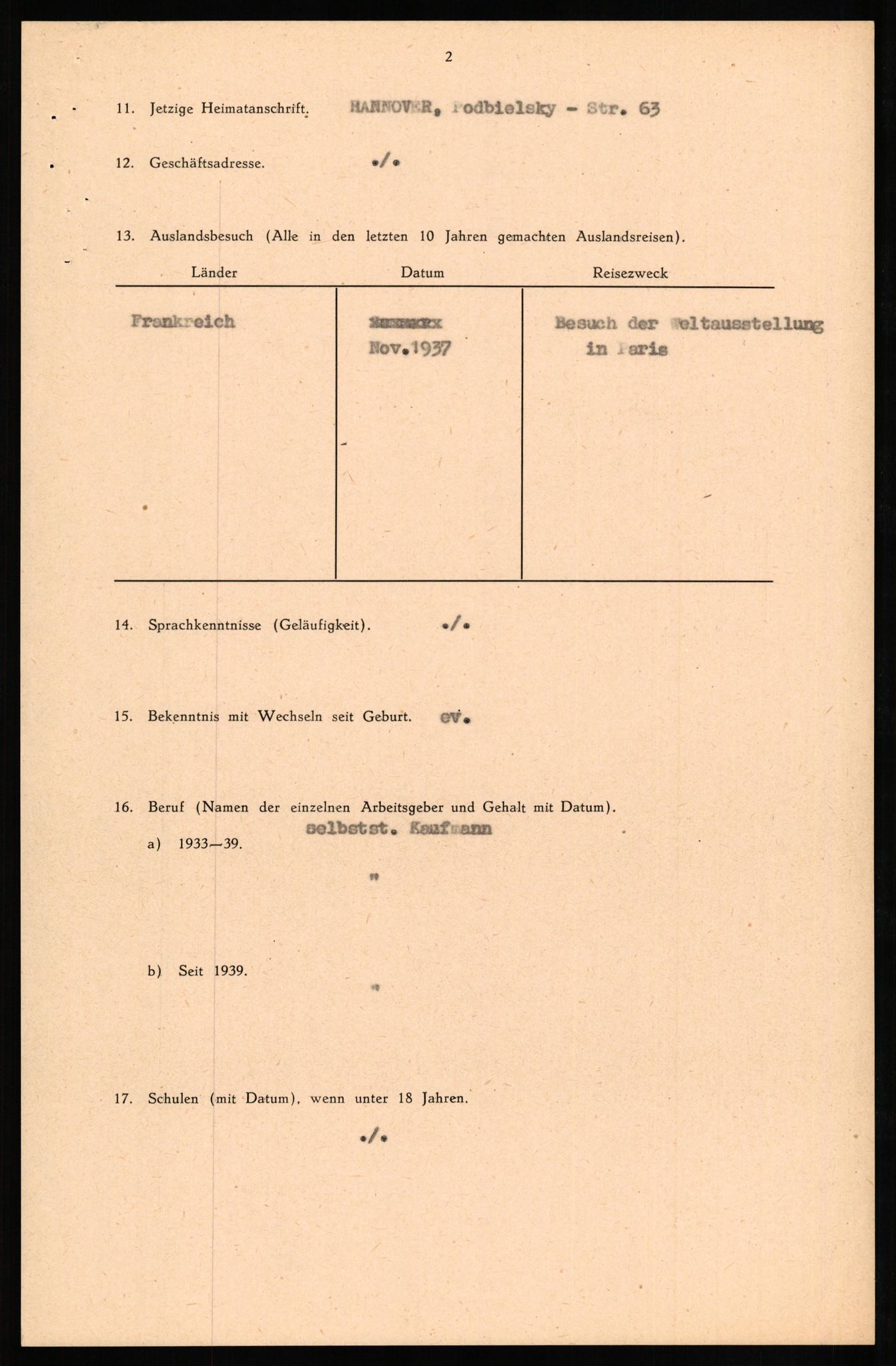 Forsvaret, Forsvarets overkommando II, RA/RAFA-3915/D/Db/L0023: CI Questionaires. Tyske okkupasjonsstyrker i Norge. Tyskere., 1945-1946, p. 324
