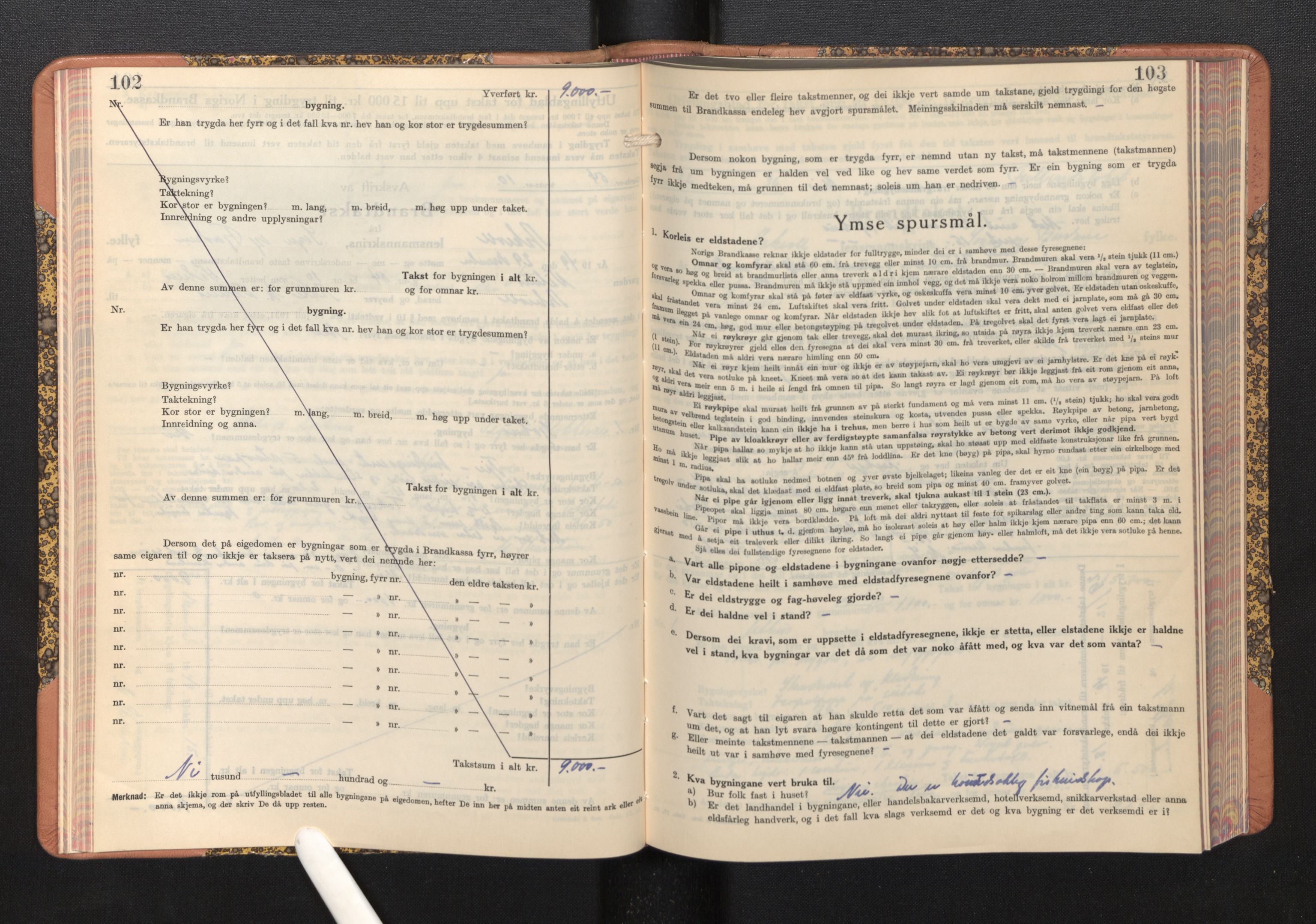 Lensmannen i Askvoll, AV/SAB-A-26301/0012/L0005: Branntakstprotokoll, skjematakst, 1940-1949, p. 102-103