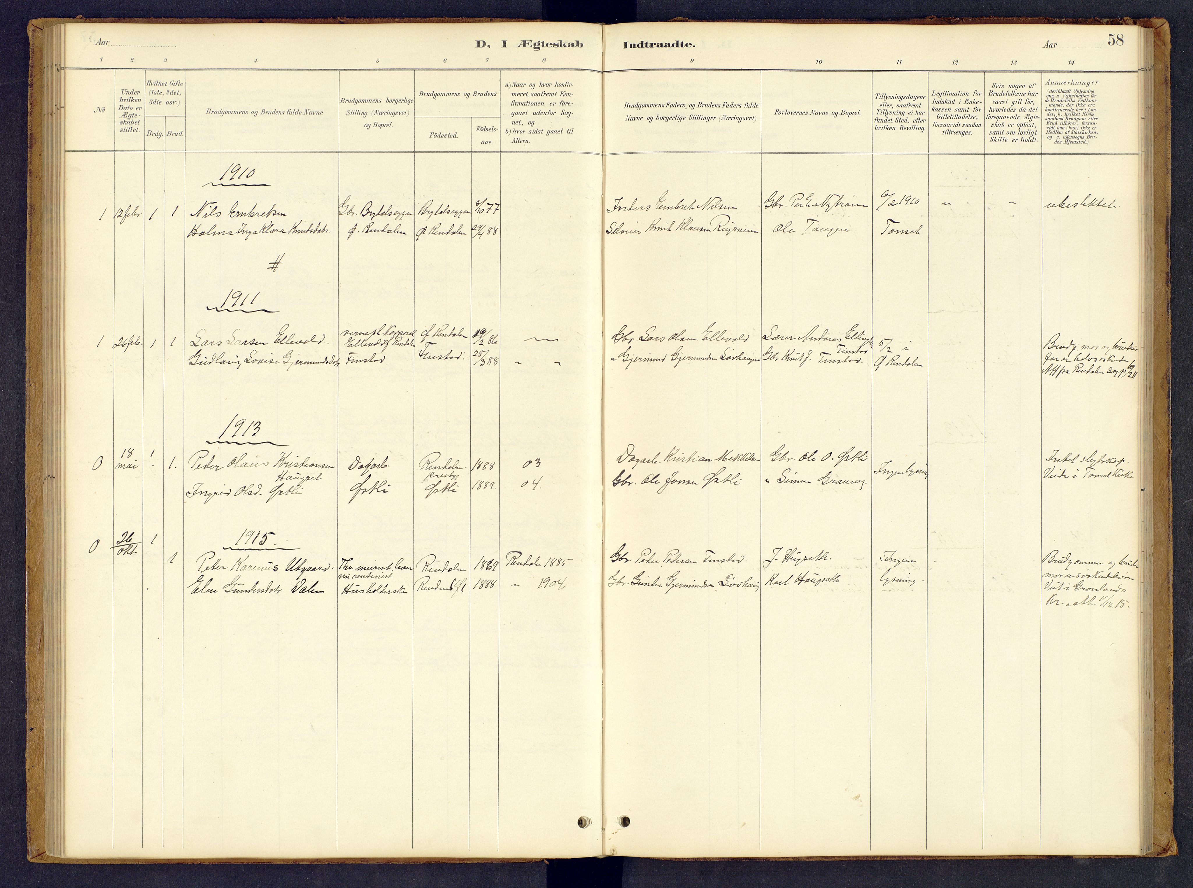 Tynset prestekontor, SAH/PREST-058/H/Ha/Hab/L0008: Parish register (copy) no. 8, 1884-1916, p. 58