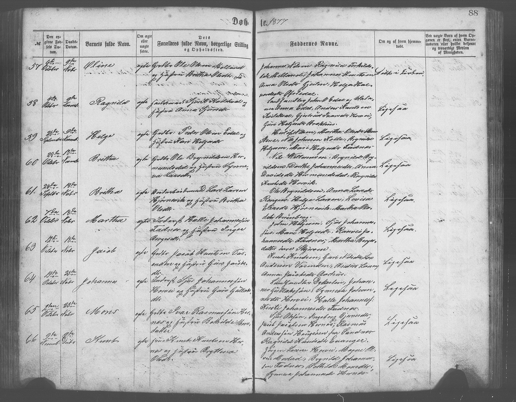 Evanger sokneprestembete, SAB/A-99924: Parish register (copy) no. A 2, 1863-1879, p. 88