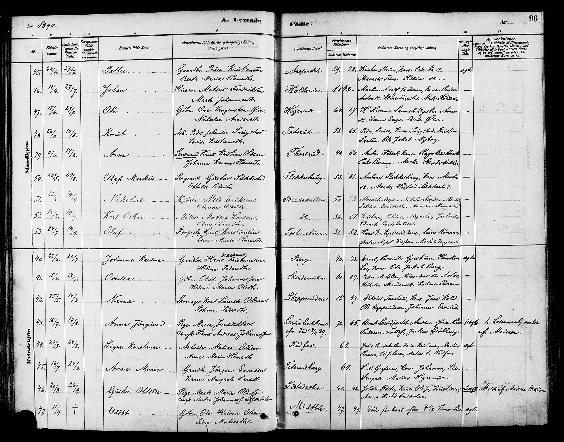 Vestre Toten prestekontor, AV/SAH-PREST-108/H/Ha/Haa/L0009: Parish register (official) no. 9, 1878-1894, p. 96