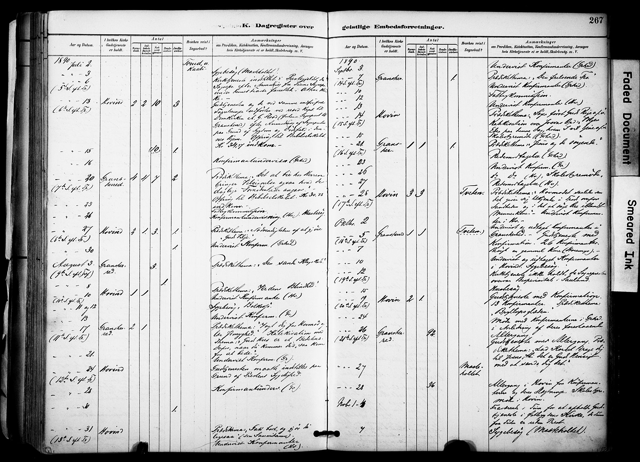 Gransherad kirkebøker, AV/SAKO-A-267/F/Fa/L0005: Parish register (official) no. I 5, 1887-1916, p. 267